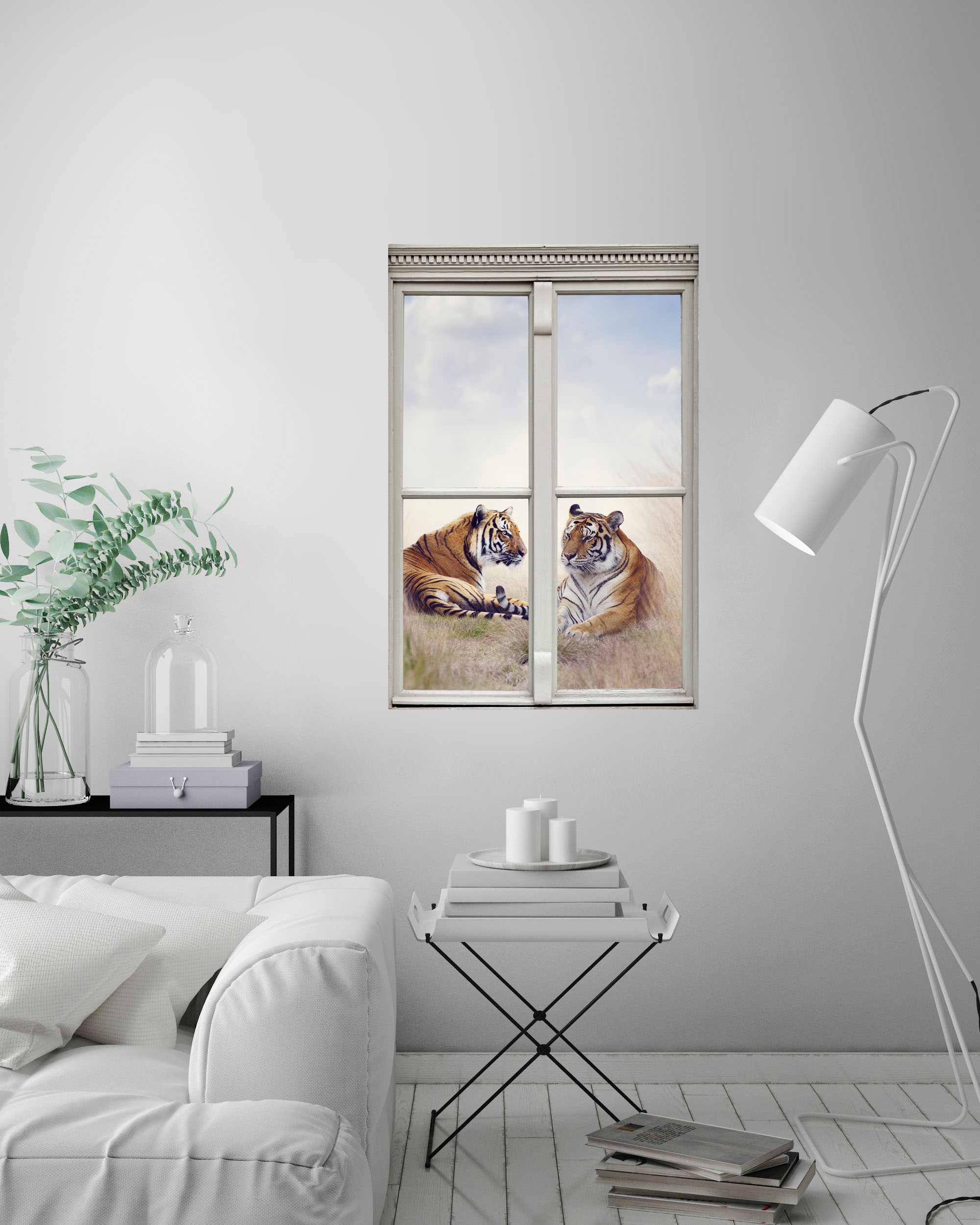 queence Wandsticker »Tiger«, Wandsticker, Wandbild, selbstklebend, 3D, Fenster