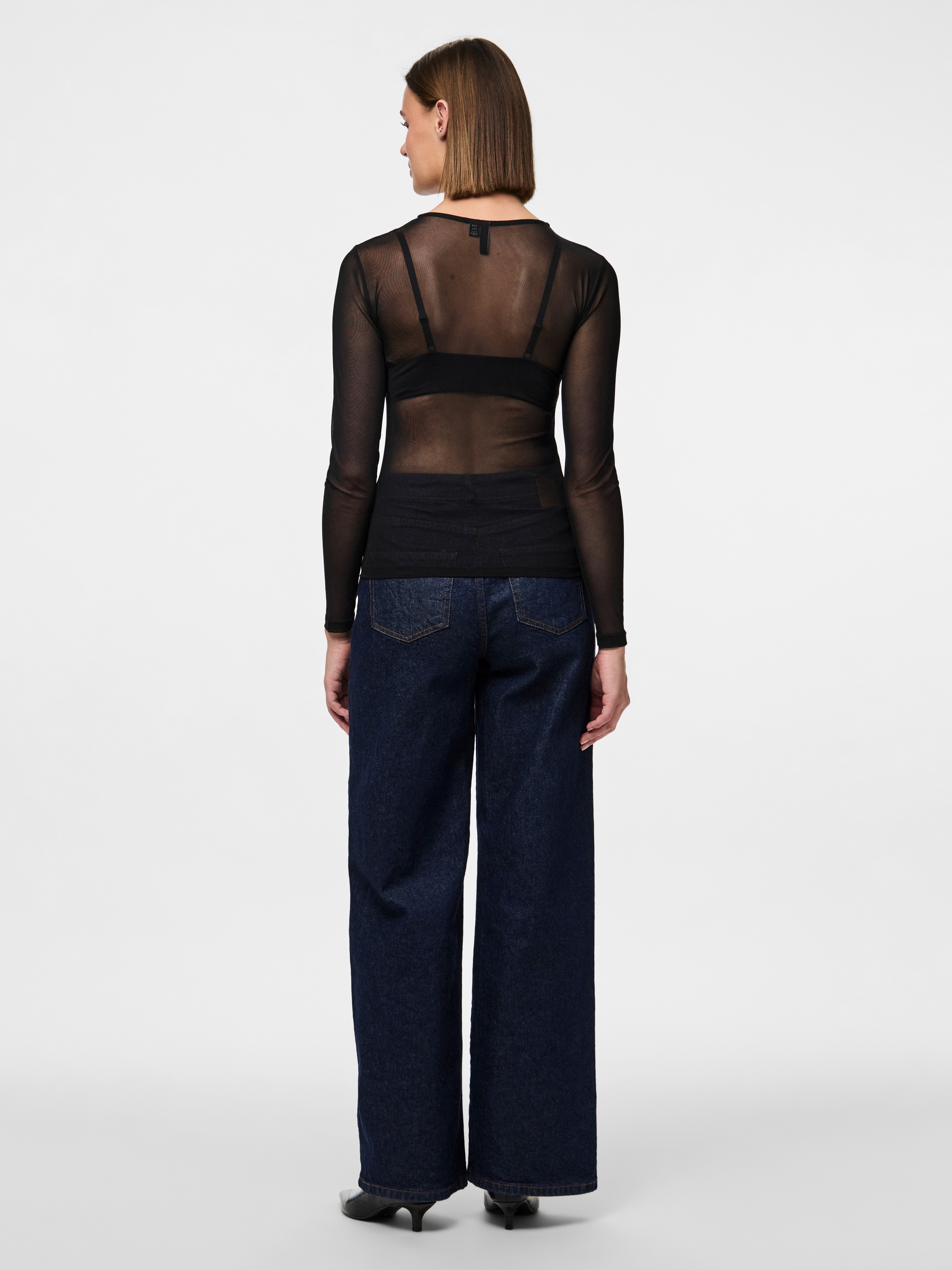 pieces T-shirt à manches longues »PCNINNI LS MESH TOP NOOS BC« Materialmix, regular fit