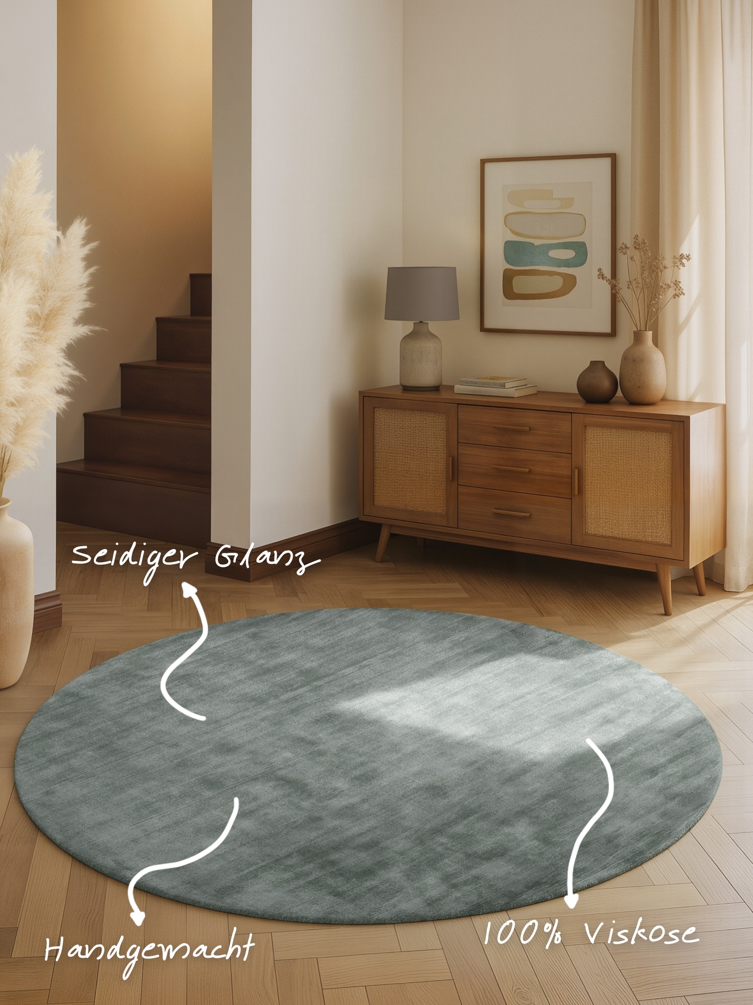 vikosa Tapis »Noemi« Rond 10 mm Höhe Dezenter Glanz, Weich, Seidenoptik, Viskose, Wohnzimmer, Schlafzimmer