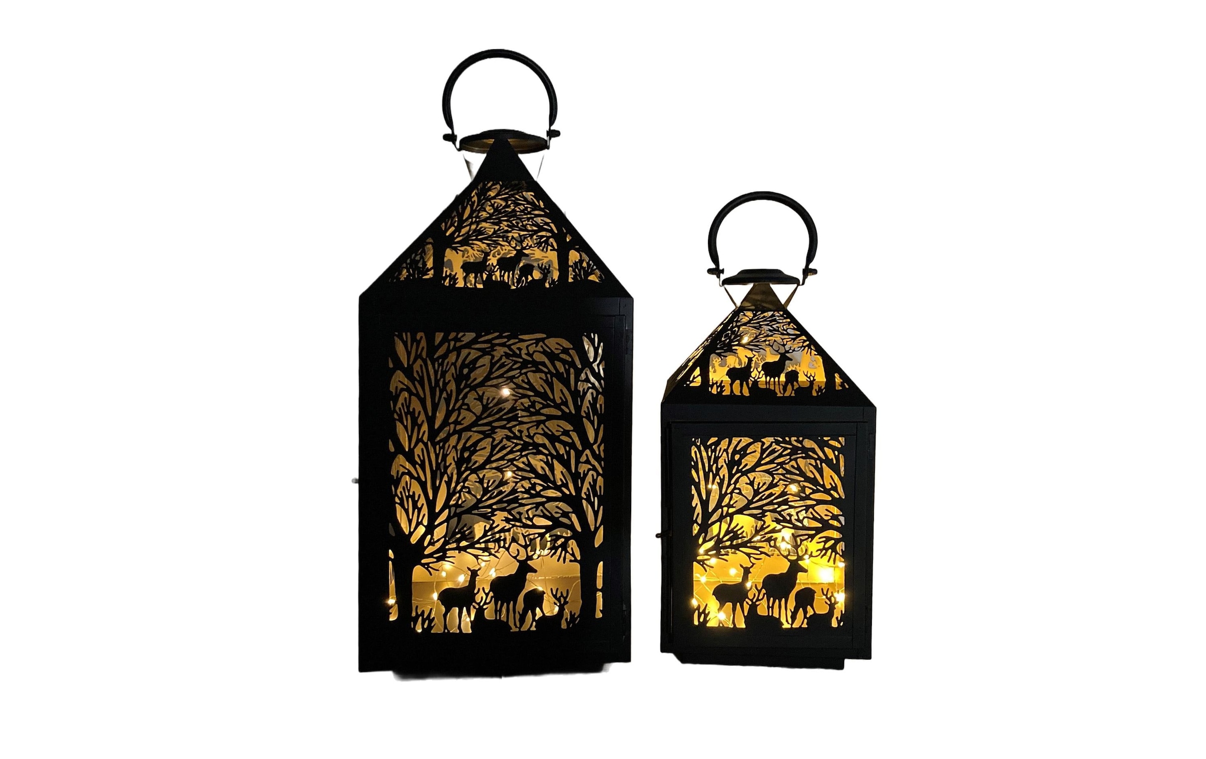   Lanterne à bougie »Dameco Forest 2 Stück, 41 cm/56 cm, Gold/Schwarz«