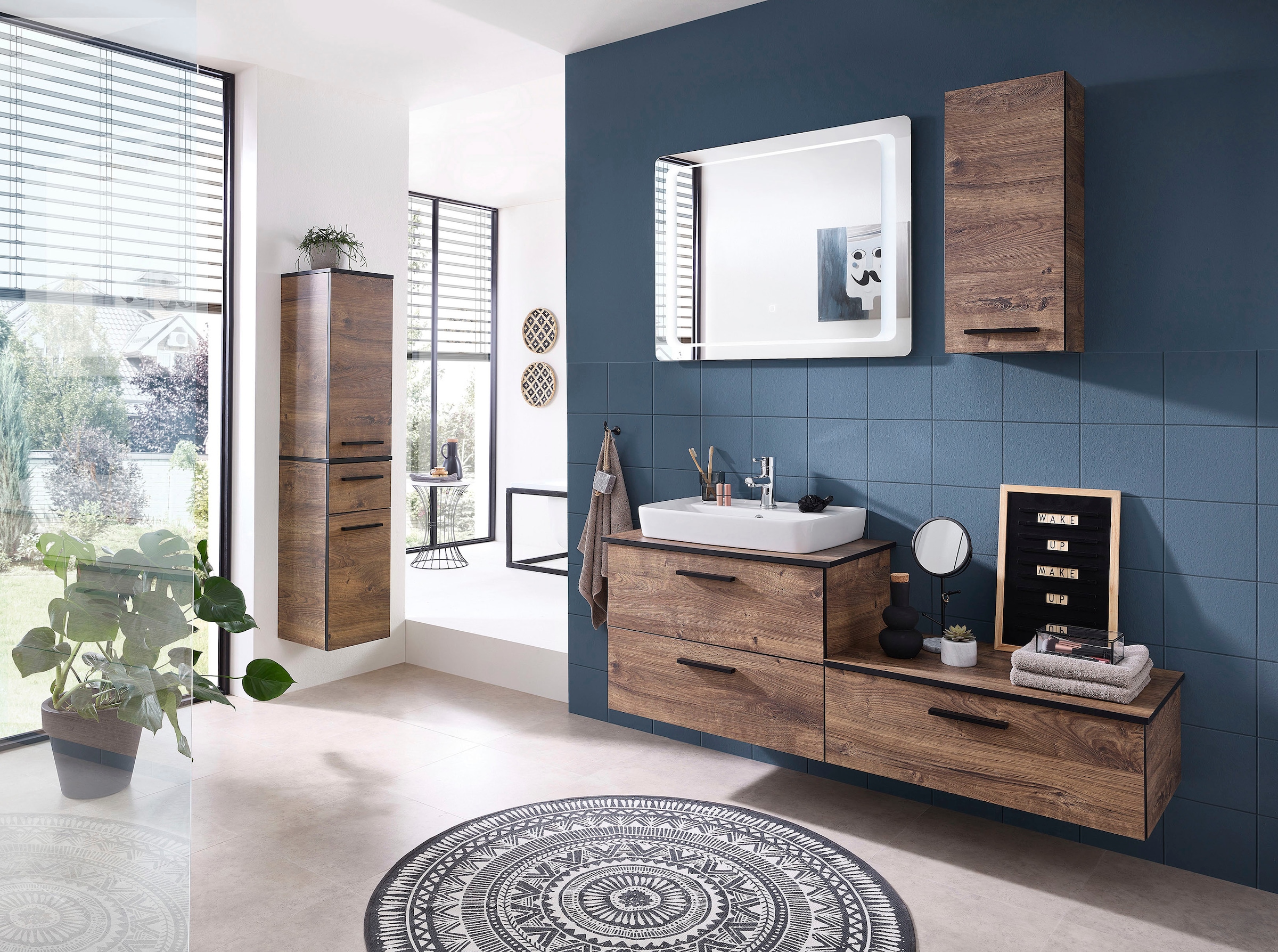 Saphir Hängeschrank »Quickset 374 Wand-Badschrank, 1 Tür, 2 Einlegeböden, inkl. Türdämpfer« Badezimmer-Hängeschrank, 30 cm breit, Eiche Ribbeck quer Nachbildung