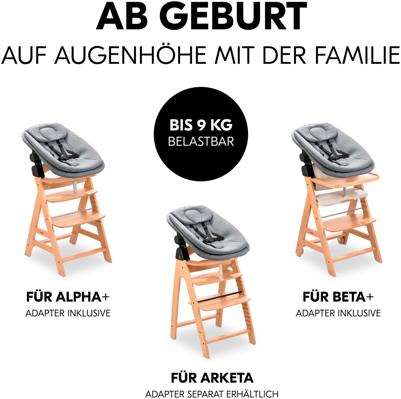 Hauck Babywippe »Highchair Bouncer, Dark Grey Melange« bis 9 kg für Alpha+, Beta+,  Arketa