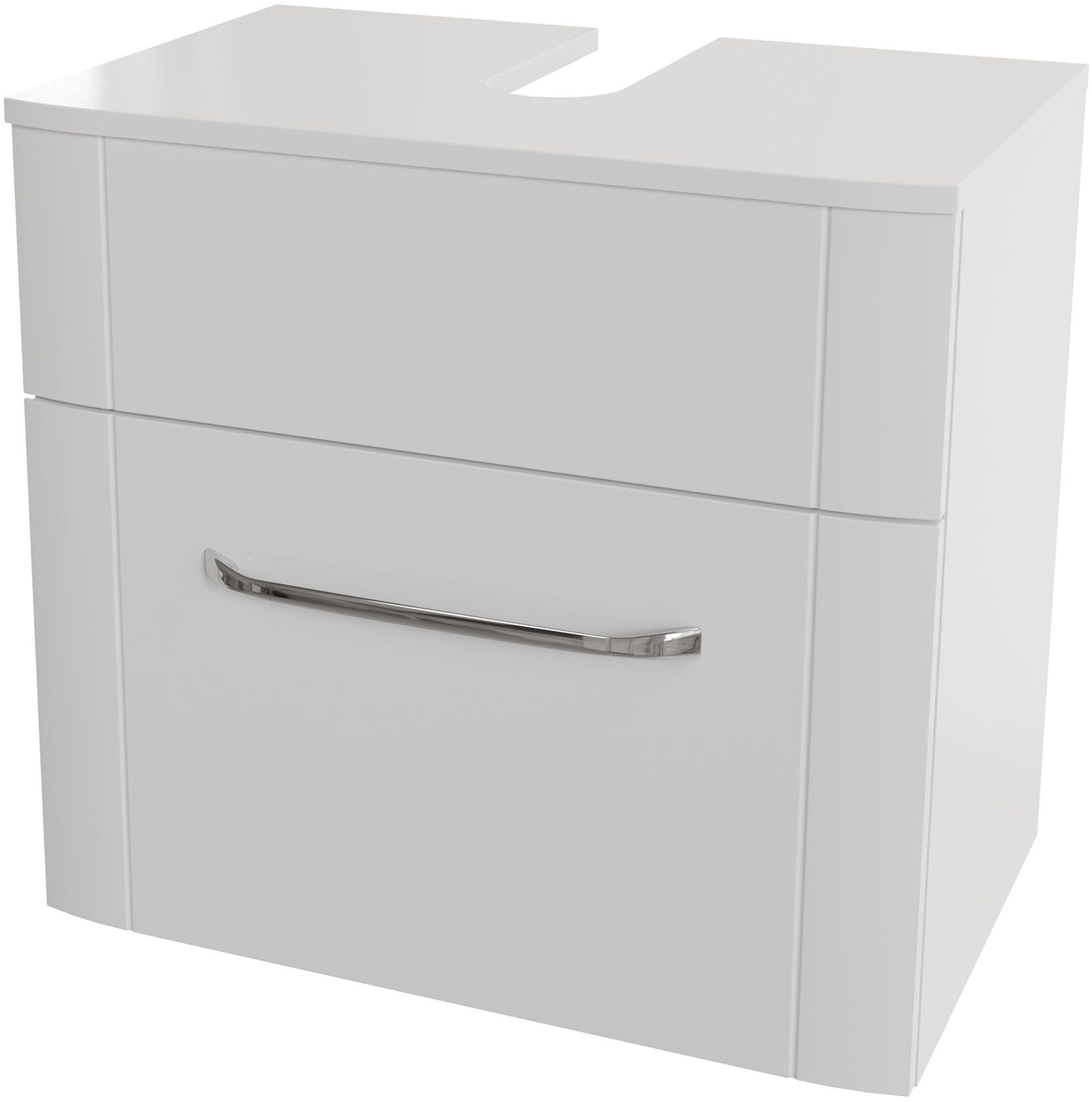 Image of Saphir Waschbeckenunterschrank "Serie 3006, 1 Schublade,Siphonausschnitt, 60cm" Waschbeckenschrank inkl. Soft-Close, Griff in Chrom Glanz