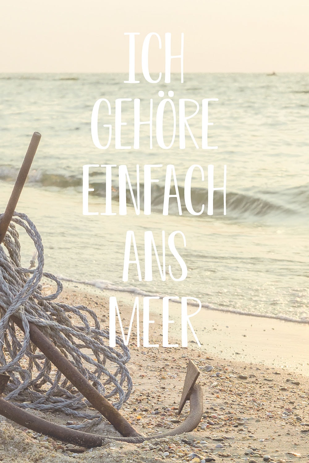 Image of queence Metallbild "Meerliebe II" Anker Meer Schriftzug Sprüche Sprüche & Texte Strand 1 Stk. tlg. Stahlschild, Blechschild, Sprüche, Texte, Fernweh, Sylt