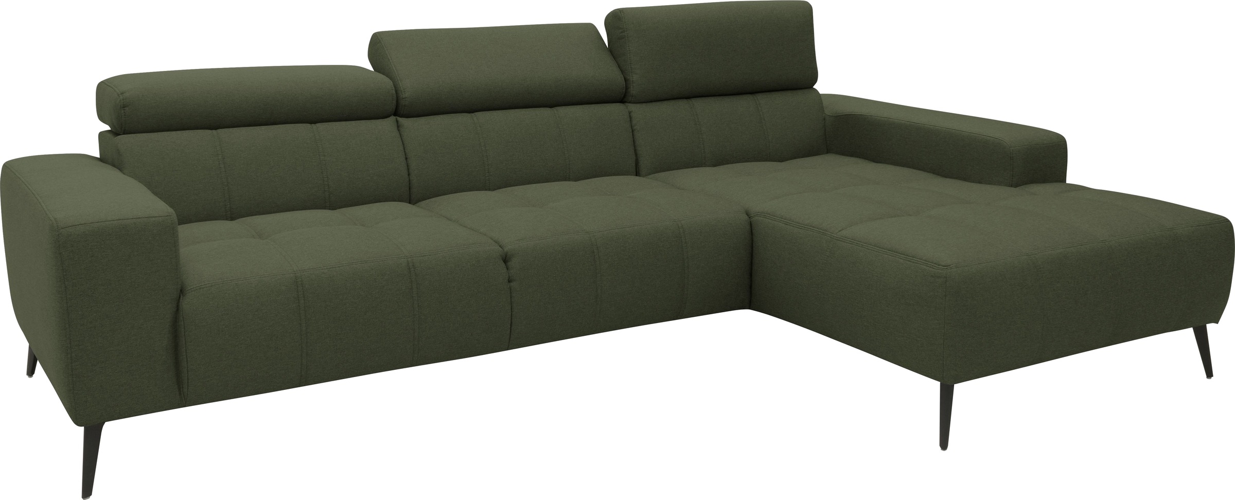 DOMO collection Ecksofa »Trento L-Form, mit Kufenfuss oder Einzelfuss«, wahlweise mit Kopfteilverstellung, Recamiere links/rechts bestellbar