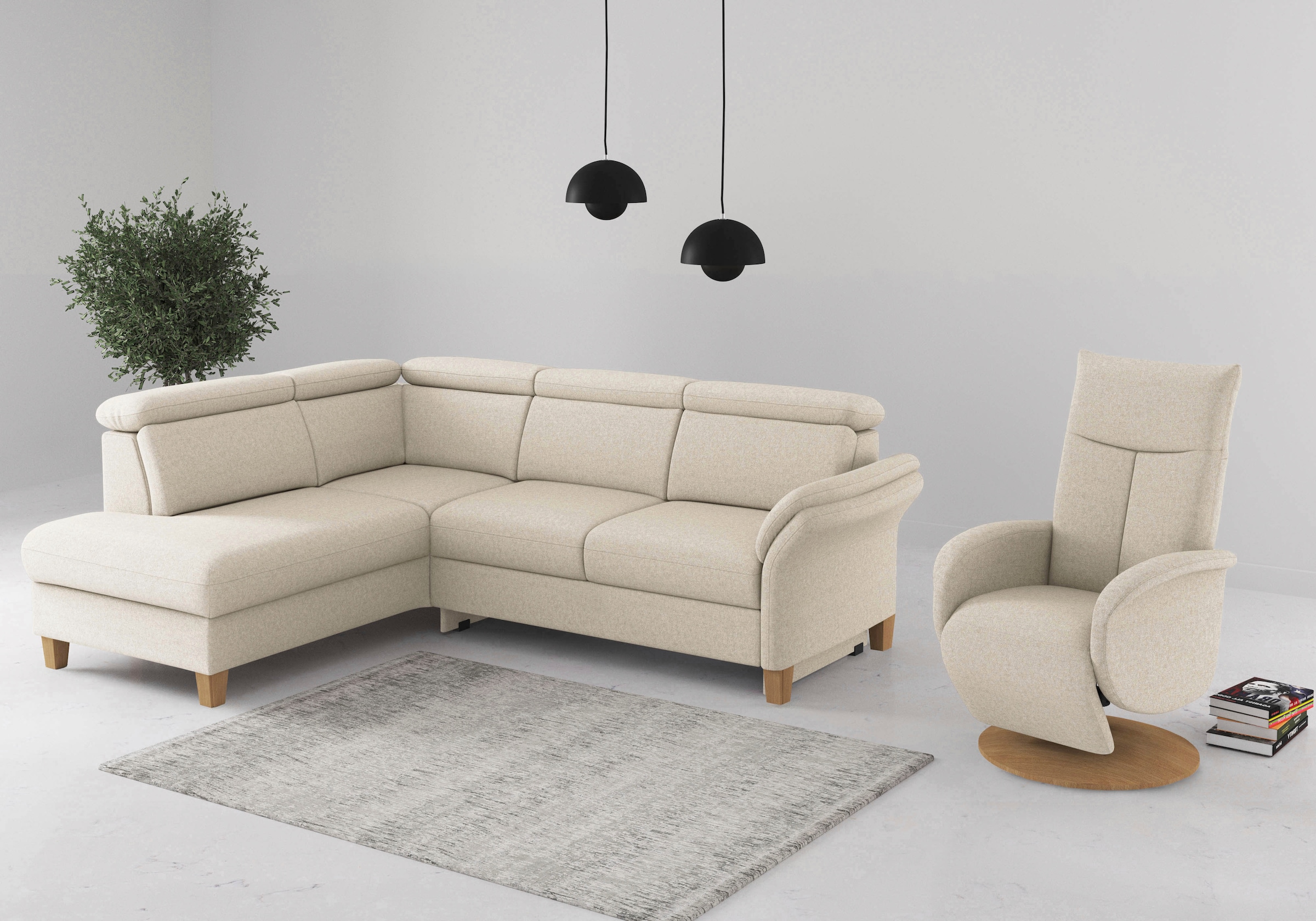 Home affaire Ecksofa »Glendale, L-Form« inkl. Kopfteilverstellung, wahlweise mit Vorziehsitz und Bettkasten