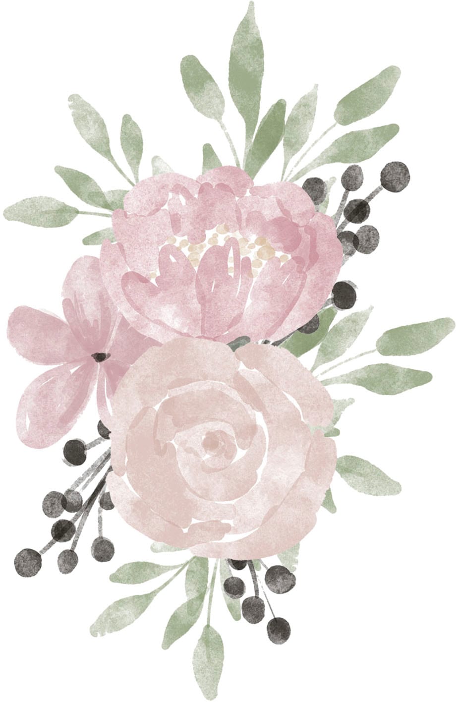 Image of queence Wandtattoo "Ella" Wandbild, Sticker, rosa, Blume, Blüte, selbstklebend, Pastellfarben