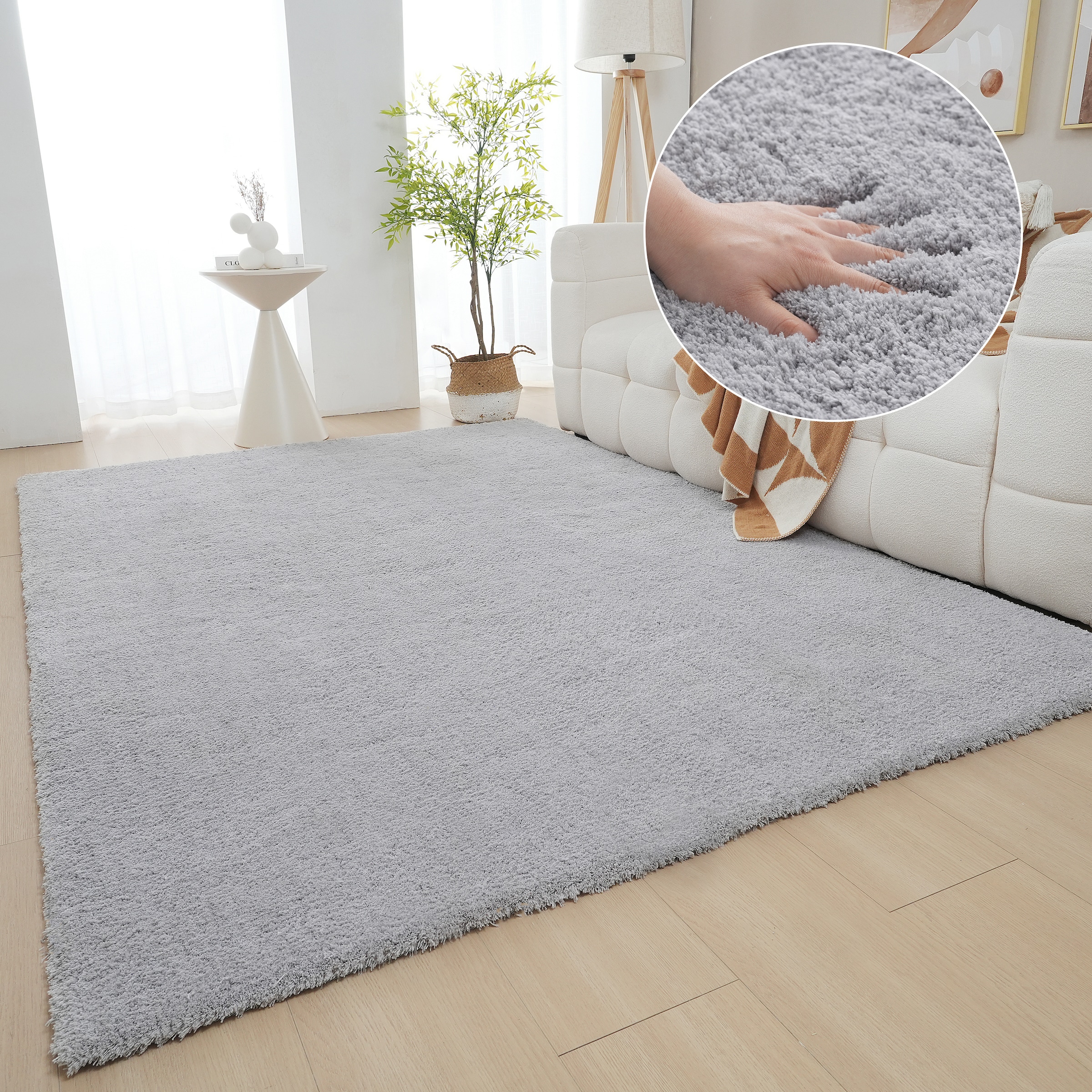 GOODproduct Tapis à poils longs »Microfaser Teppich Magong, besonders weich, sehr feiner Flor« Rectangulaire 25 mm Höhe uni, salon, chambre, chambre d'enfant, aussi rond et en coureur