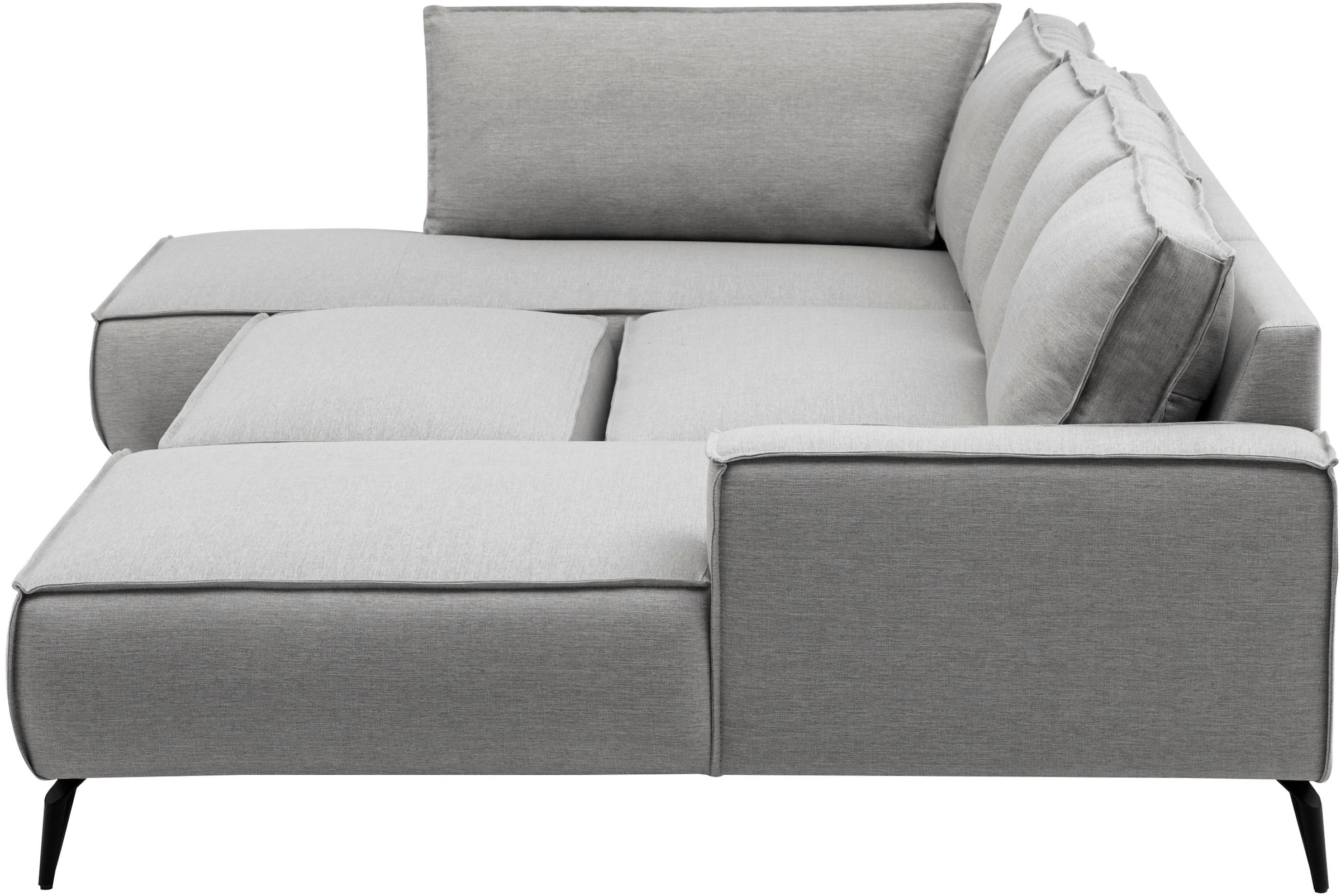 GOODproduct Wohnlandschaft »TVINNU Leinenoptik, 354, mit Hocker« Recamiere rechts/links, stellbar zum Schlafsofa (Krokodilverbinder)