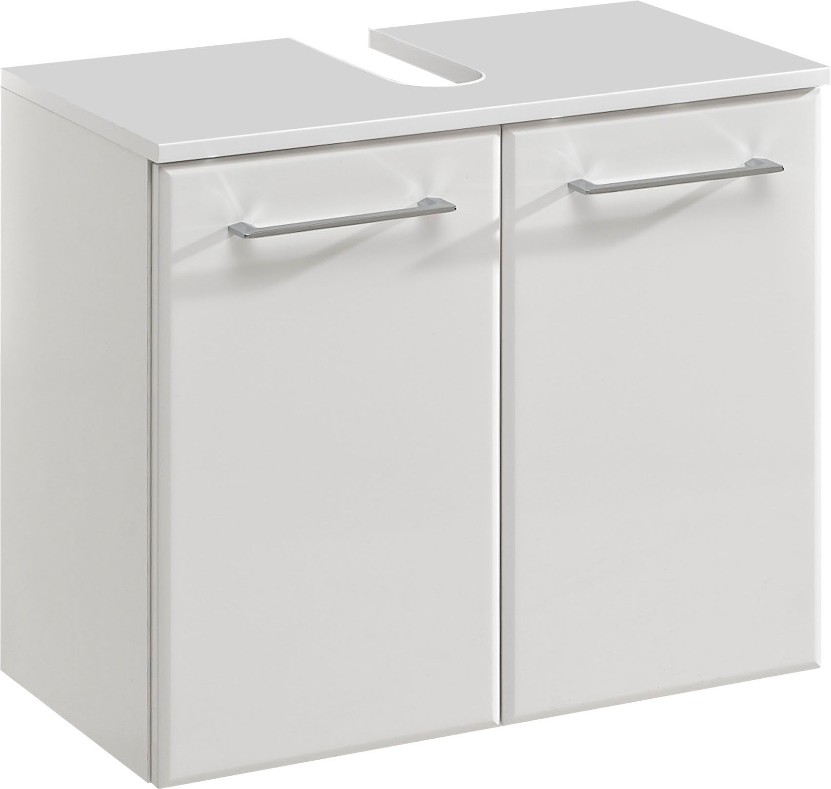 Image of Saphir Waschbeckenunterschrank "Quickset 376 Unterbeckenschrank, Weiss Hochglanz, 2 Türen" Waschbeckenschrank inkl. Türdämpfer, 60 cm breit, ohne Waschbecken