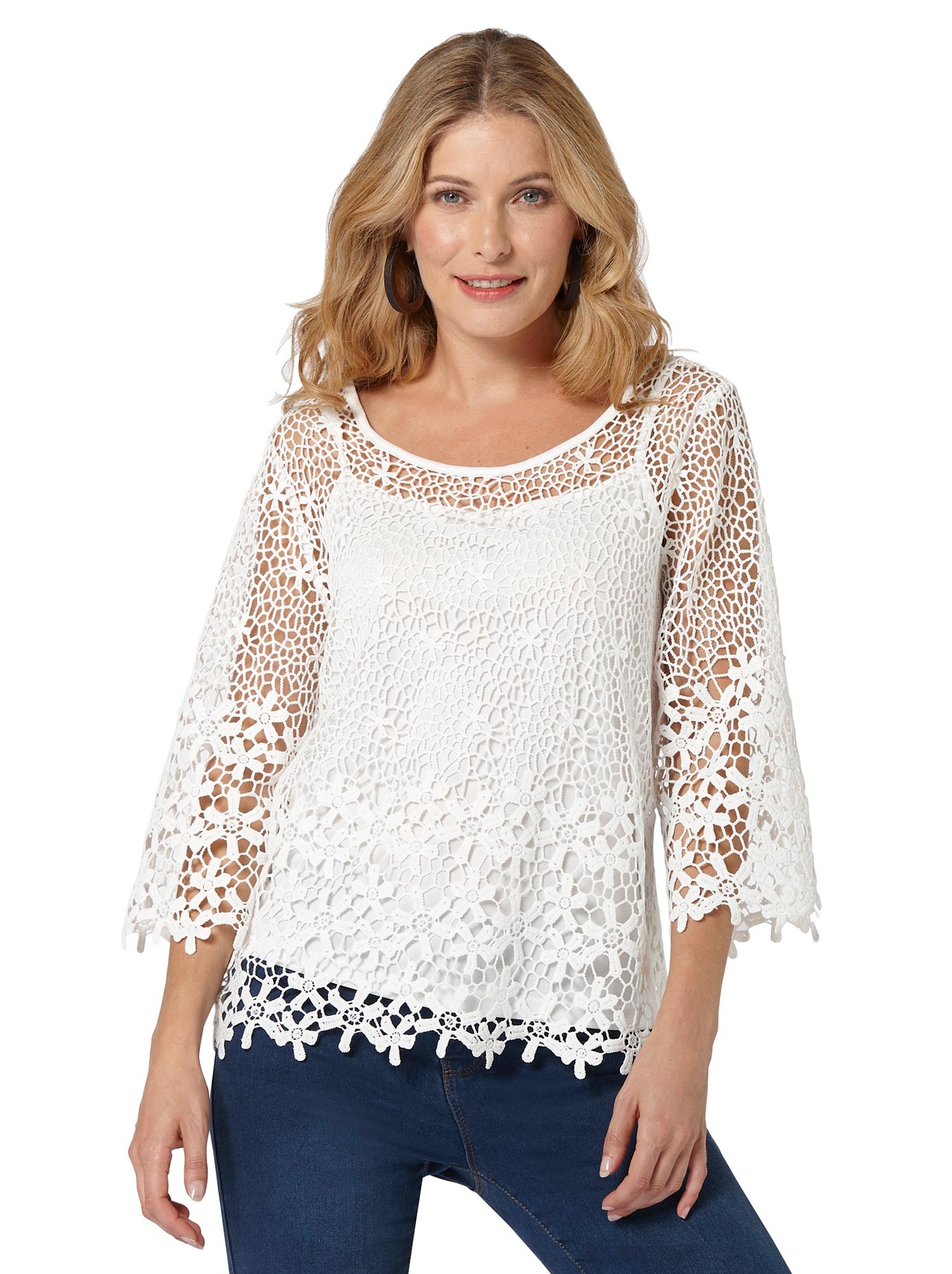 Classic Inspirationen Bluse + Top aus zarter, transparenter Spitze