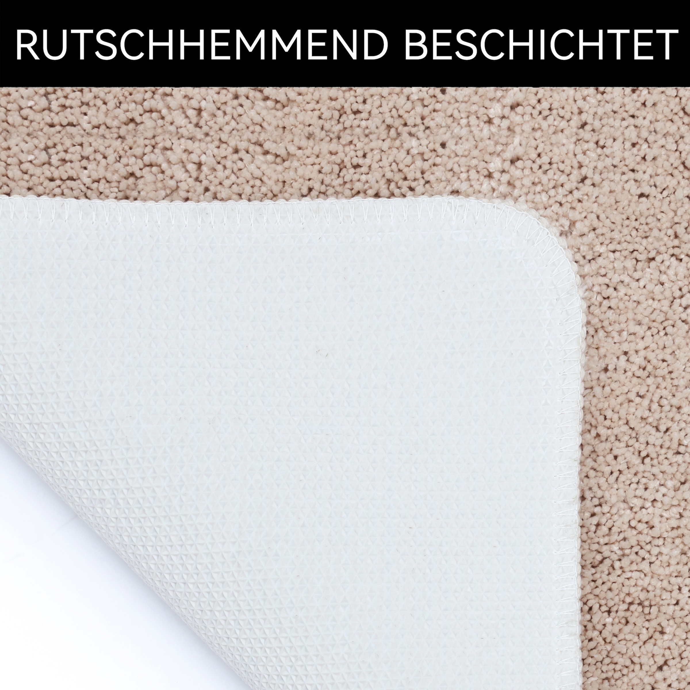 GOODproduct Tapis de bain »Sanremo mit Rahmen, Badvorleger, Badezimmer, sehr weich, Hoch-Tief« Höhe 25 mm revêtement antidérapant Séchage rapide | compatible chauffage au sol Tapis de bain uni, rectangulaire, disponible en set de 3 pièces