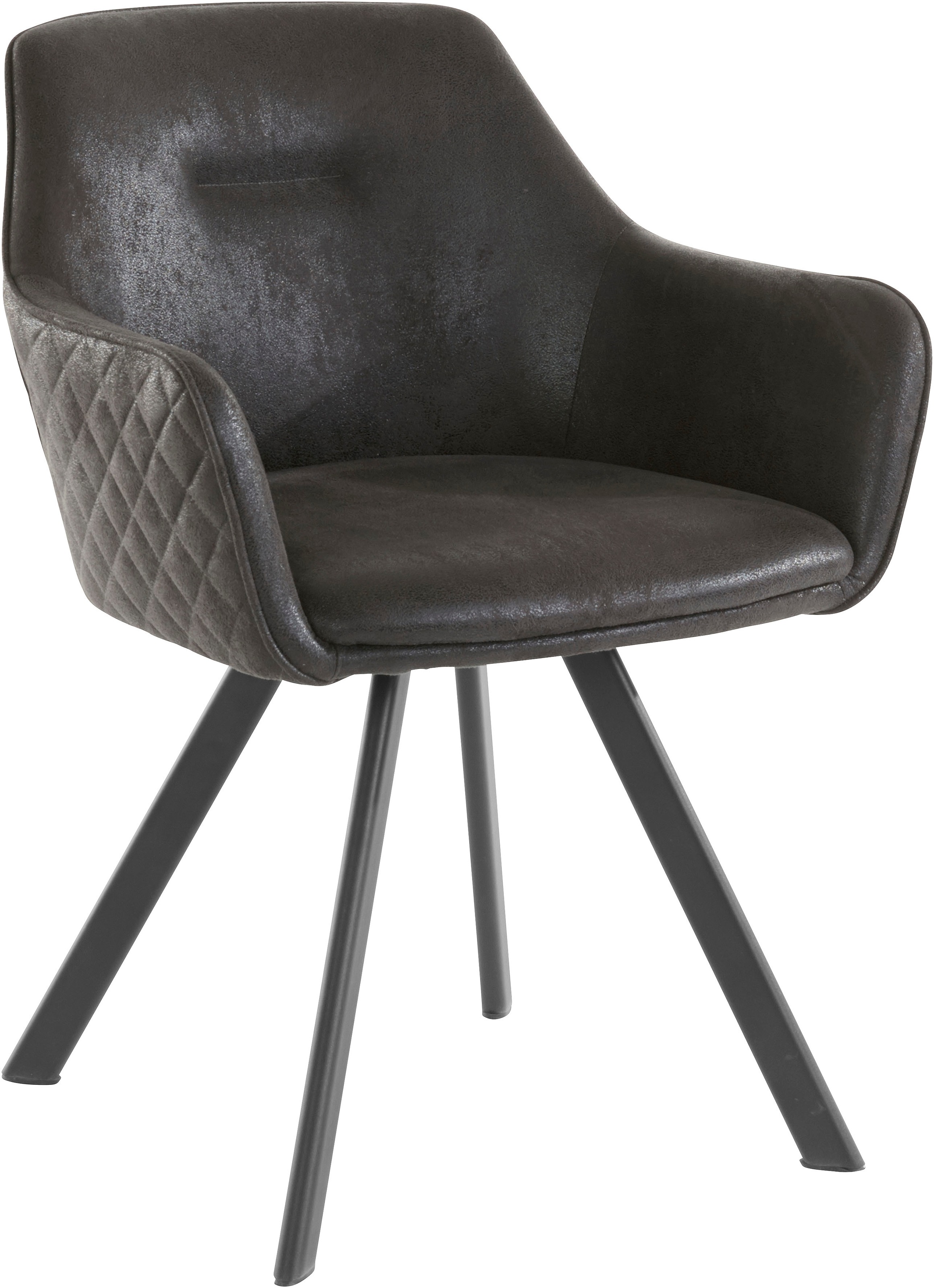 Image of my home Esszimmerstuhl »Nina«, 1 St., Microfaser, mit schwarzem Metallgestell und dekorativer Diamantsteppung auf der Rückenseite bei Ackermann Versand Schweiz