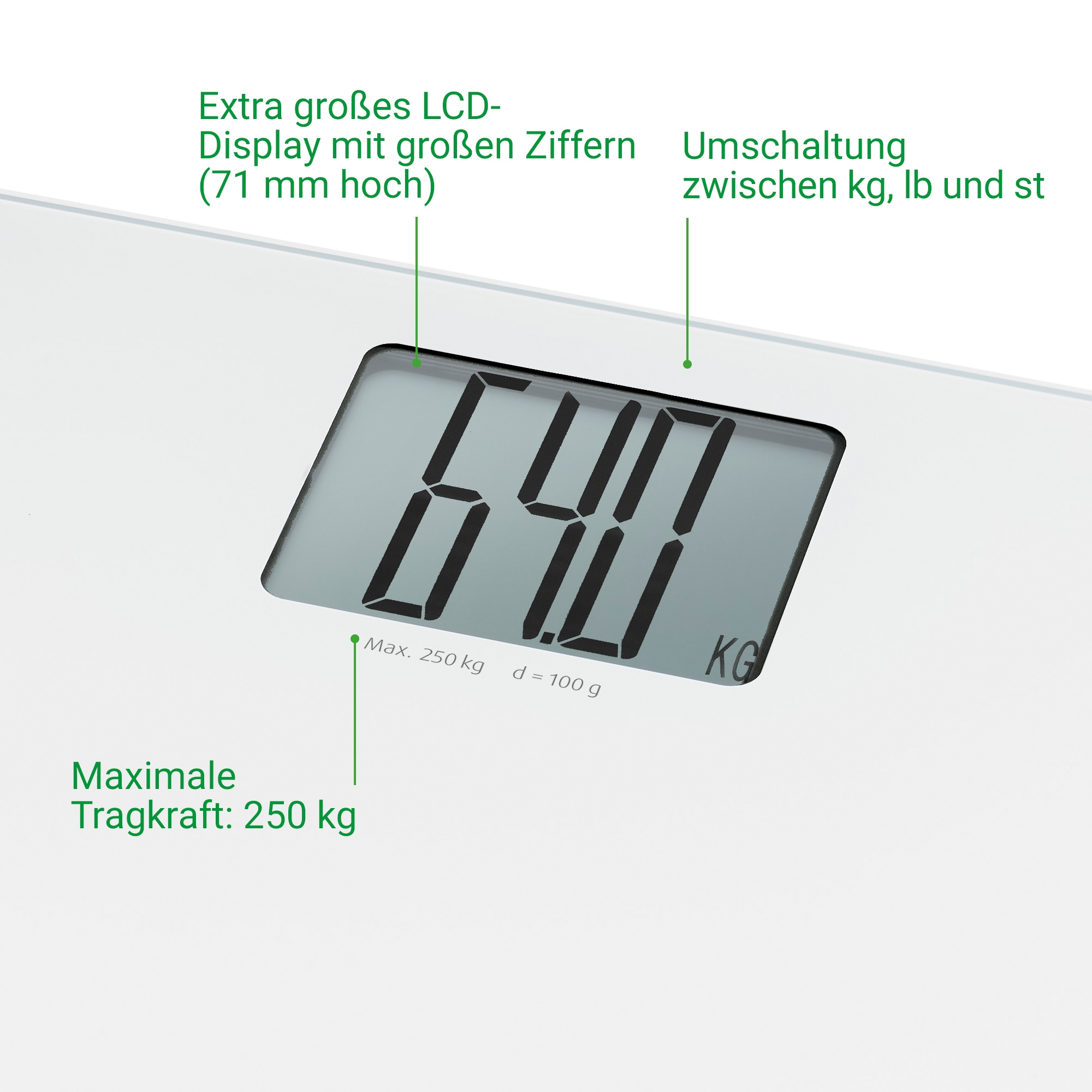 Medisana Pèse-personne »PS 470 XL« Extra grosses LCD-Display mit grossen Ziffern, Tragkraft 250 kg