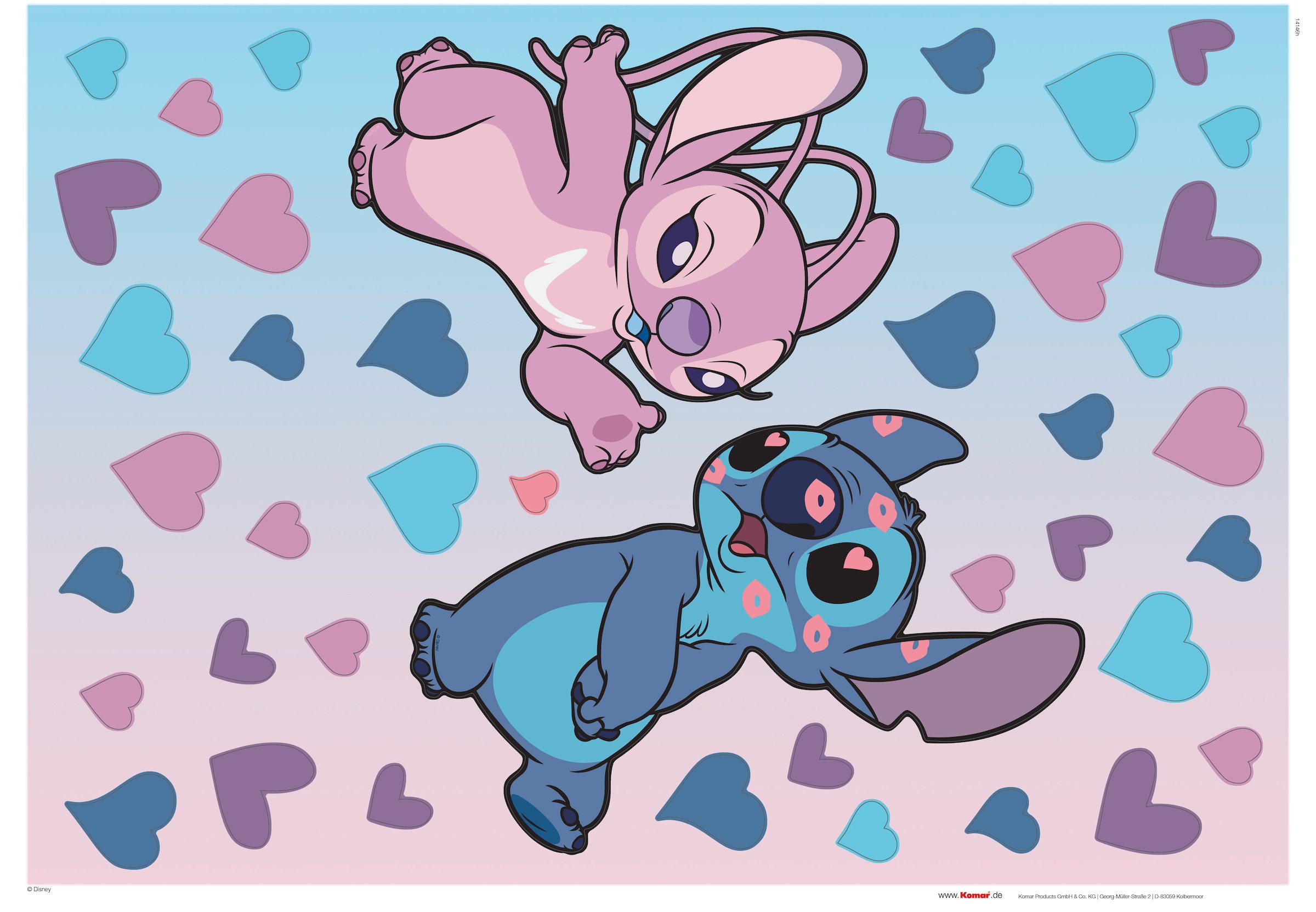 Komar Wandtattoo »Stitch in Love - Grösse 50 x 70 cm«, (43 St.), selbstklebend, Wandsticker, Kinderzimmer
