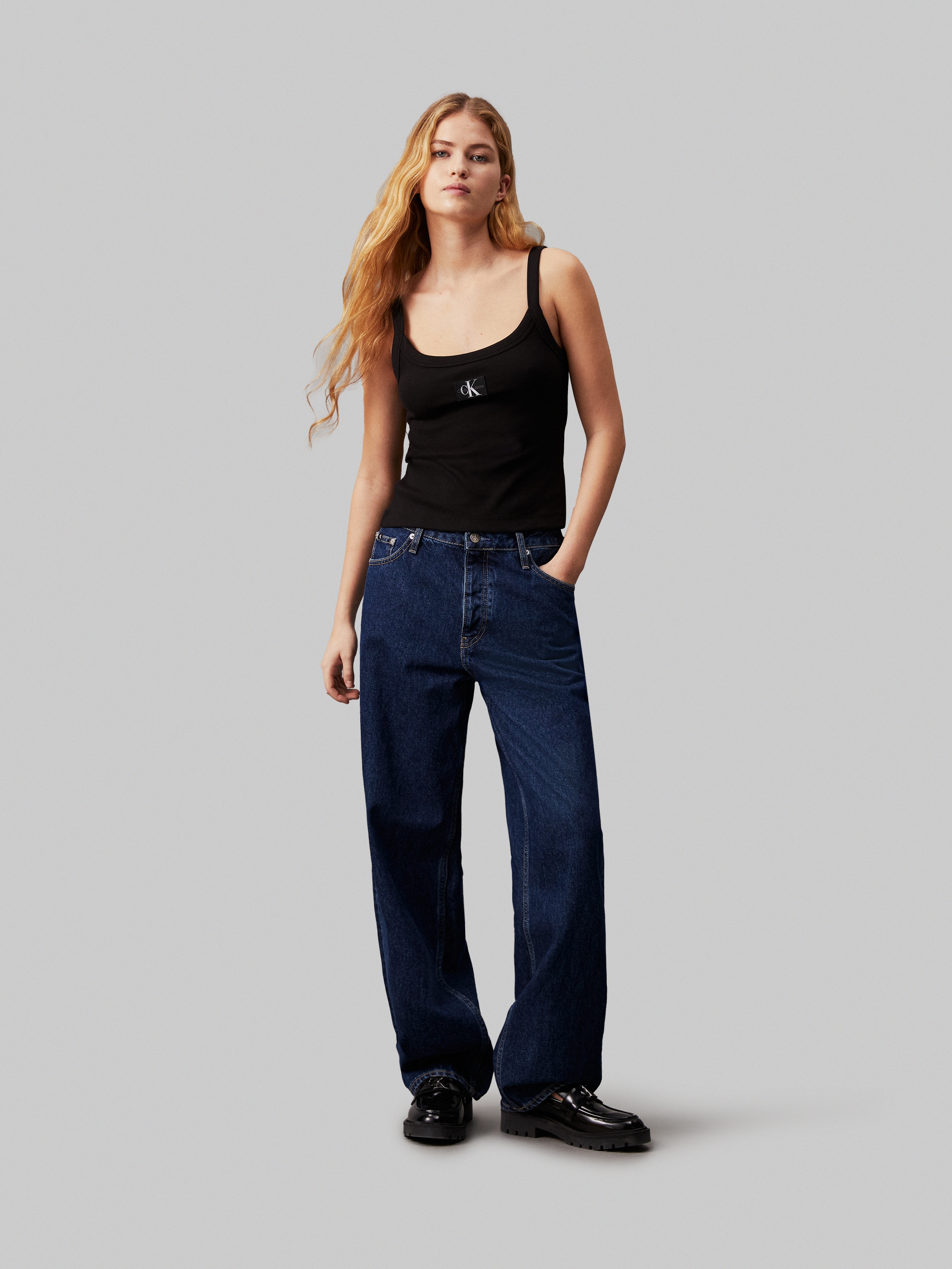Calvin Klein Jeans Spaghettitop »WOVEN LABEL RIB TANK«, mit Logopatch