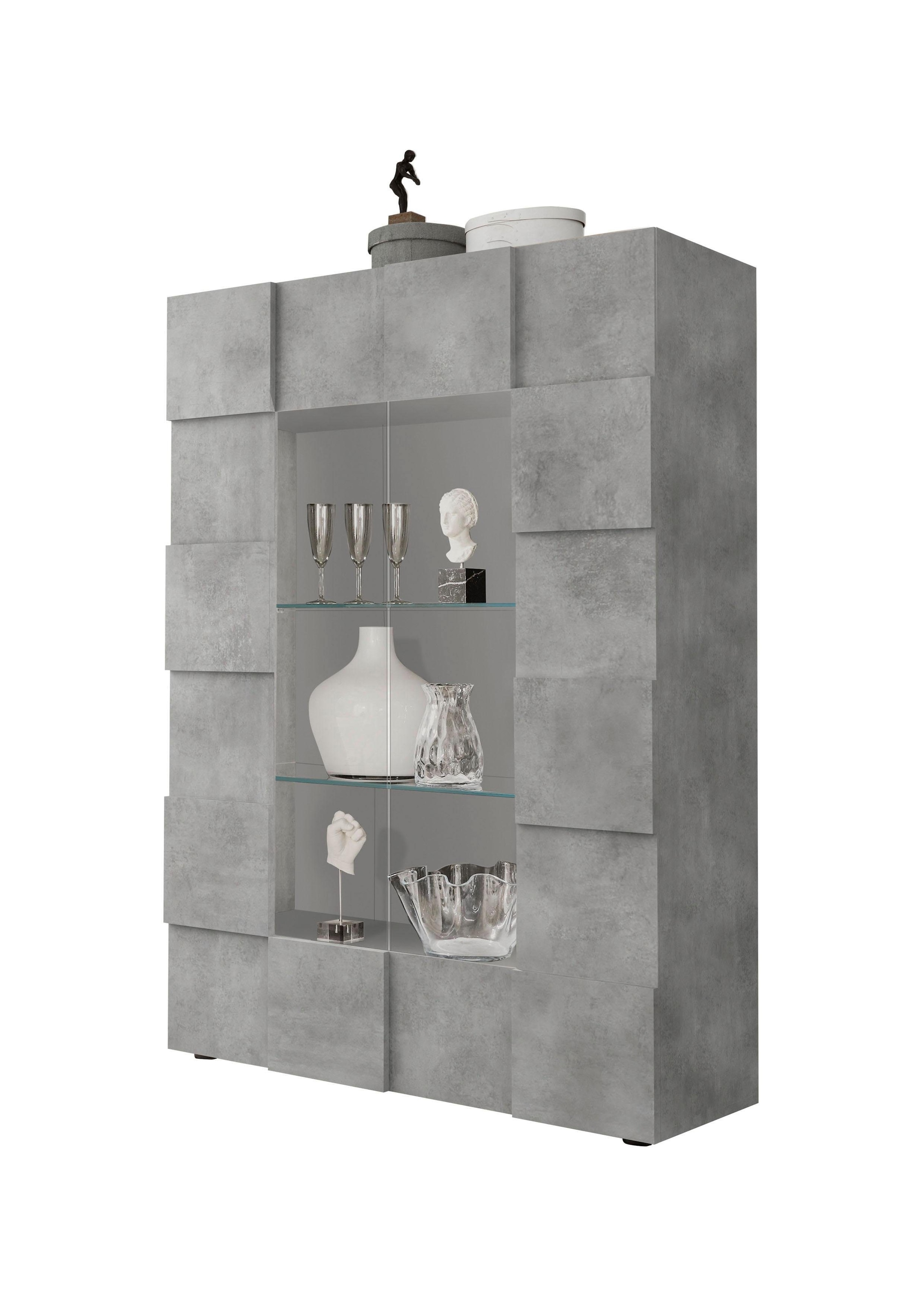 Image of Home affaire Vitrine "Dama Höhe 166 cm, Breite 121 cm, Stauraumvitrine mit 2 Türen," Standvitrine - Front in 3D-Optik, viel Stauraum, verschiedene Farben