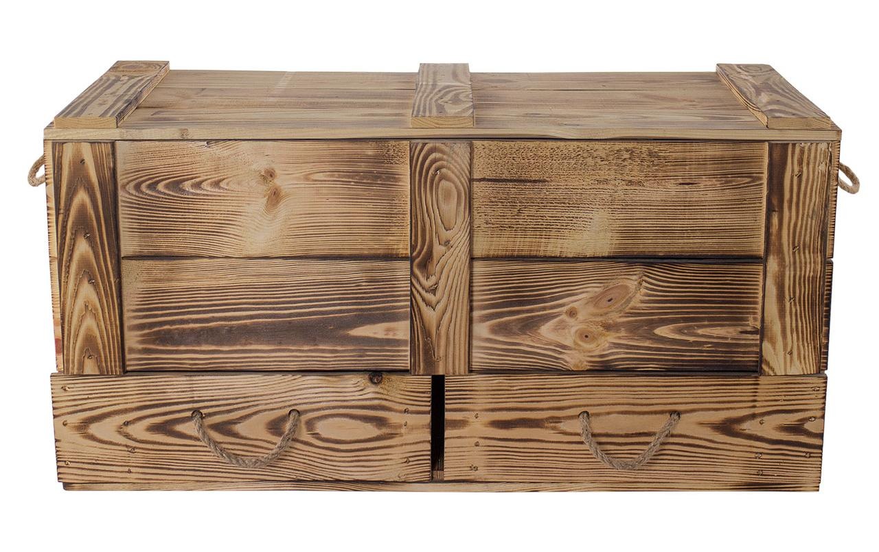 Holz Zollhaus Truhe "Vintage geflammt, 85 x 40 cm"