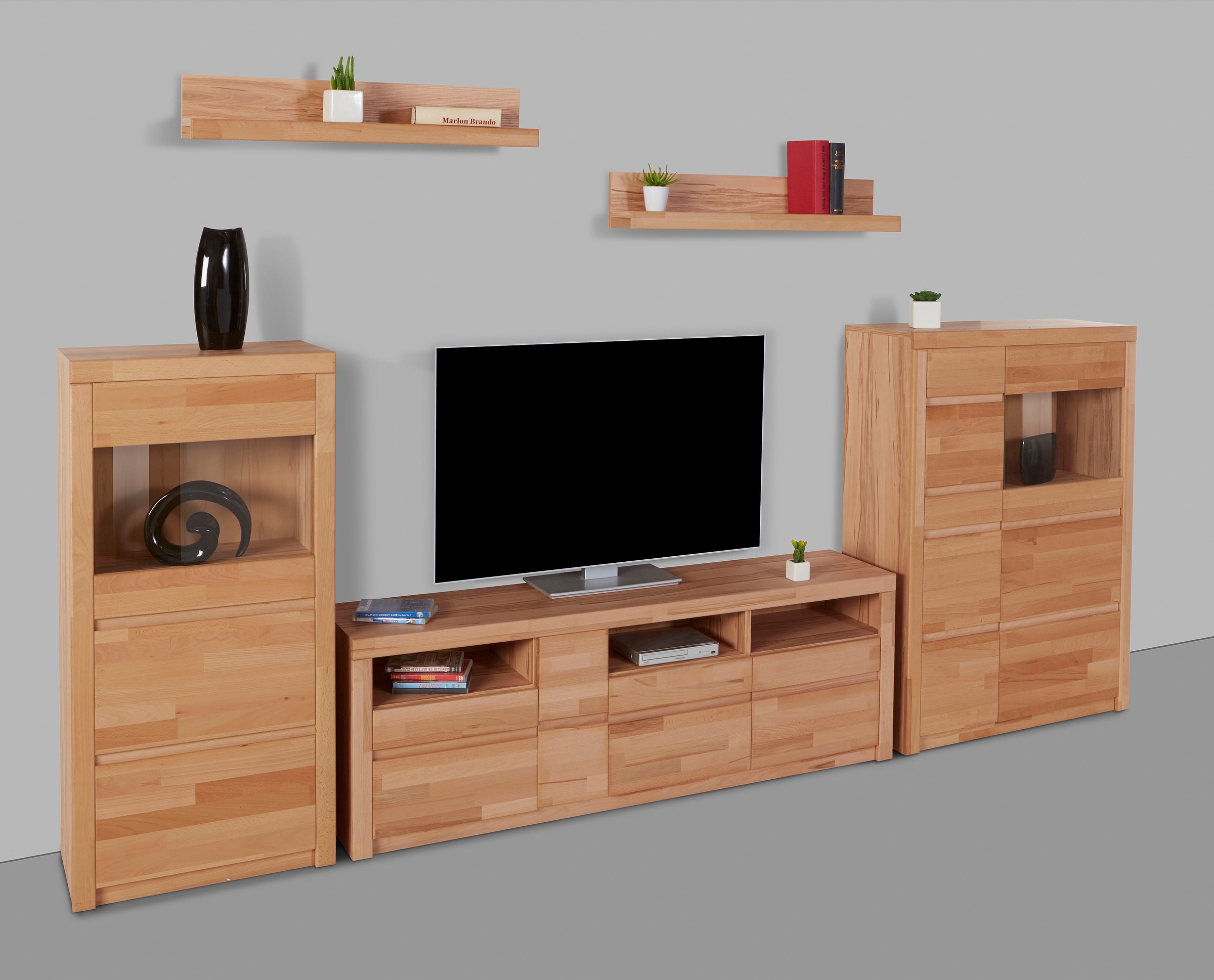 Image of GOODproduct Wohnwand "Silkeborg: 5-teilig, Breite: 310cm, Griffmulden, variable Einlegeboden" Set, 5 Stk. tlg.