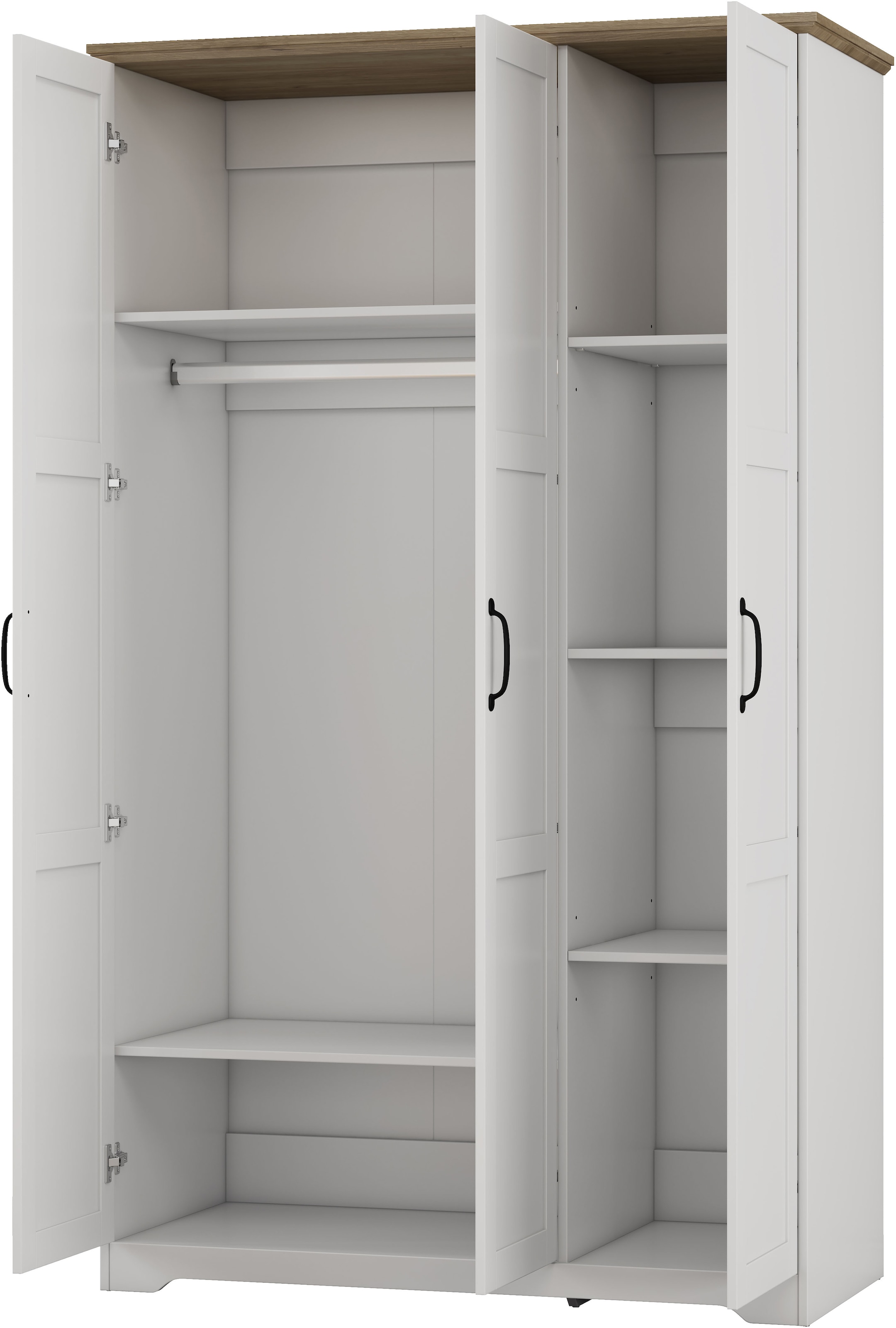GOODproduct Kleiderschrank »Emmilia Schrank Schlafzimmerschrank im Landhaus Design« Mit vielen Einlegeböden und Softclose,  Landhaus Schrank mit  3 Türen Breite 113,4cm, Höhe 2m