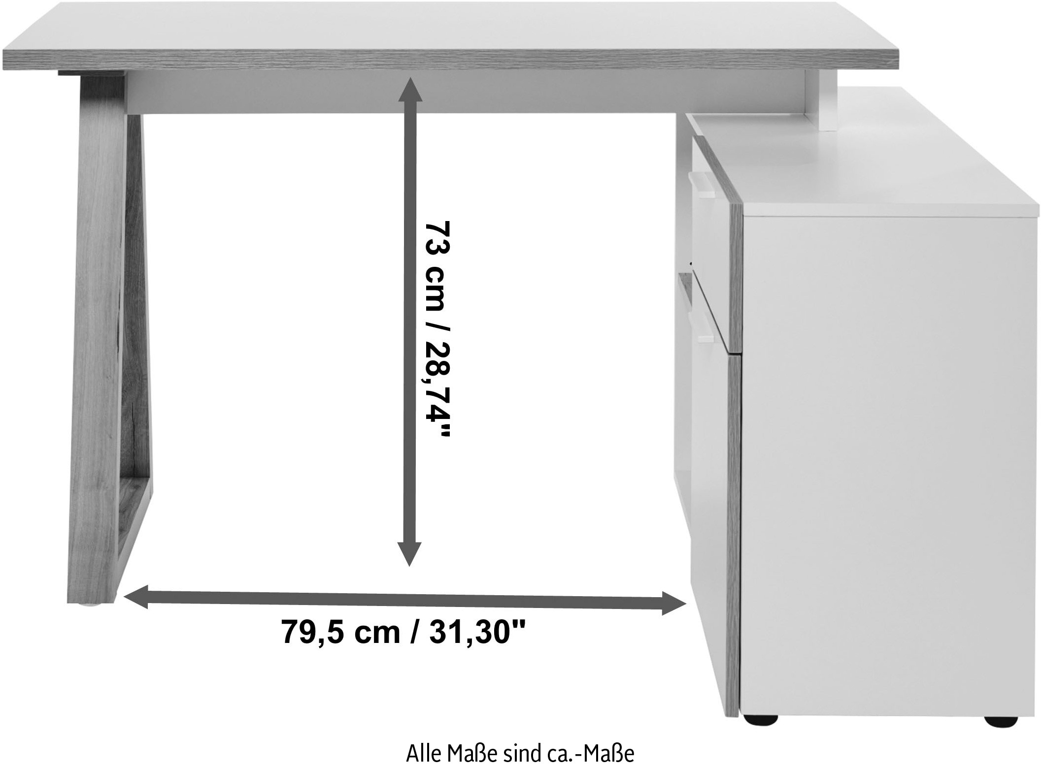 Jahnke Eckschreibtisch »CLUB C 130 E« Eckschreibtisch, wechselseitig montierbar, Breite 130 cm