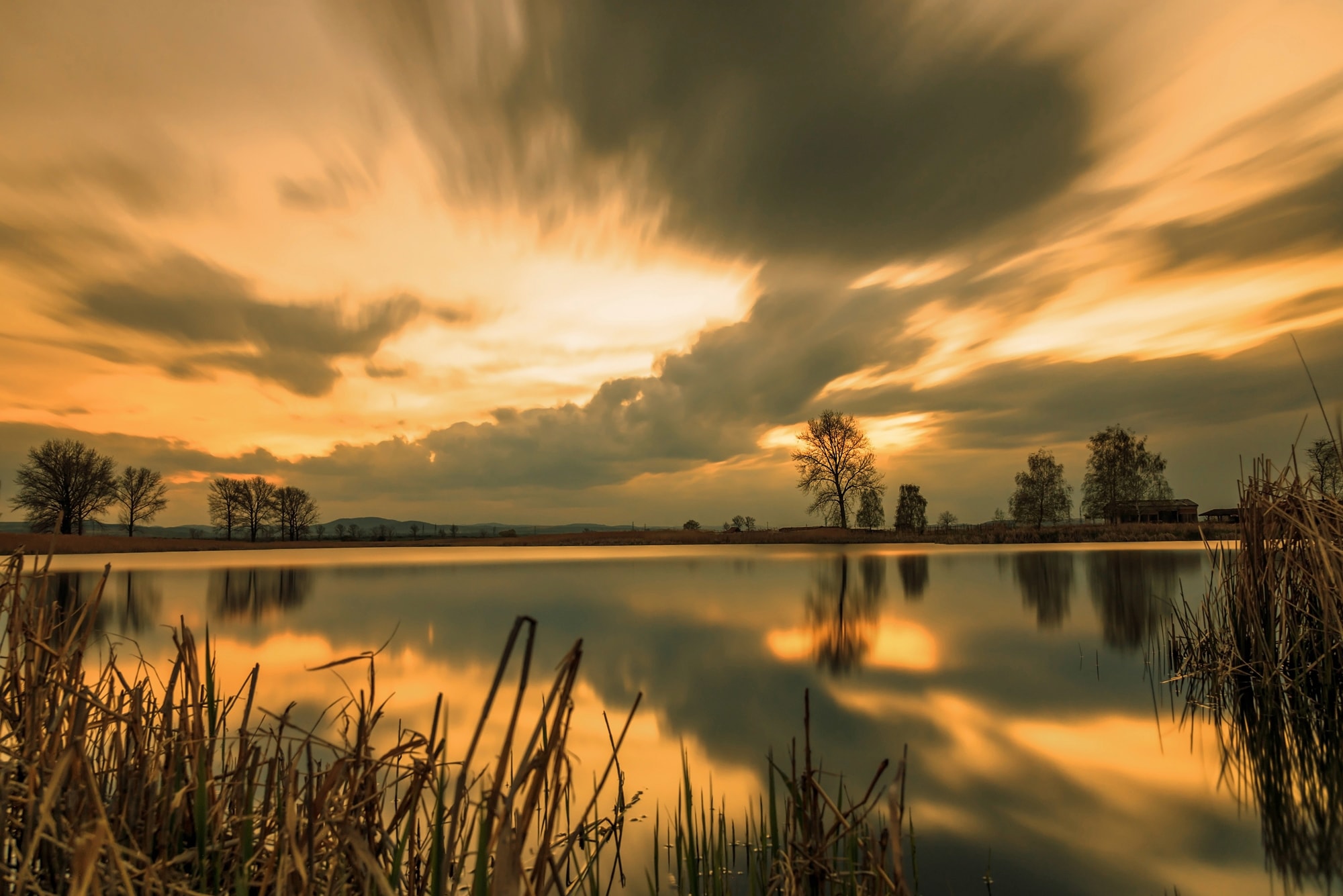 Image of Papermoon Fototapete "SOMMER-SEE-SONNENUNTERGANG SEE BÄUME LANDSCHAFT HIMMEL"