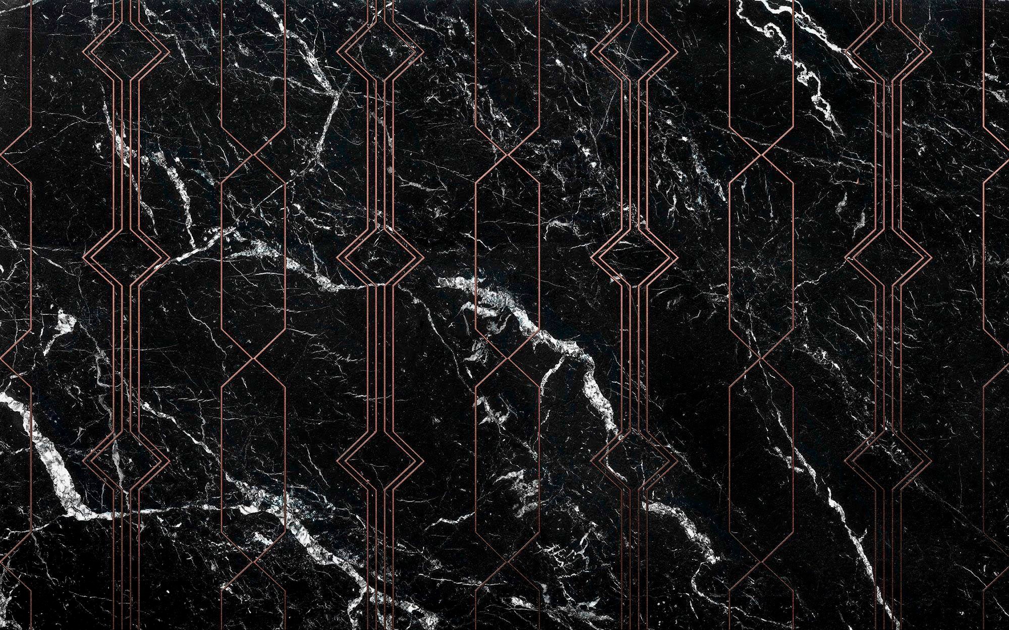 Image of Komar Vliestapete "Digitaldruck Vlies - Marble Black - Grösse 400 x 250 cm" bedruckt glatt Wohnzimmer, Schlafzimmer