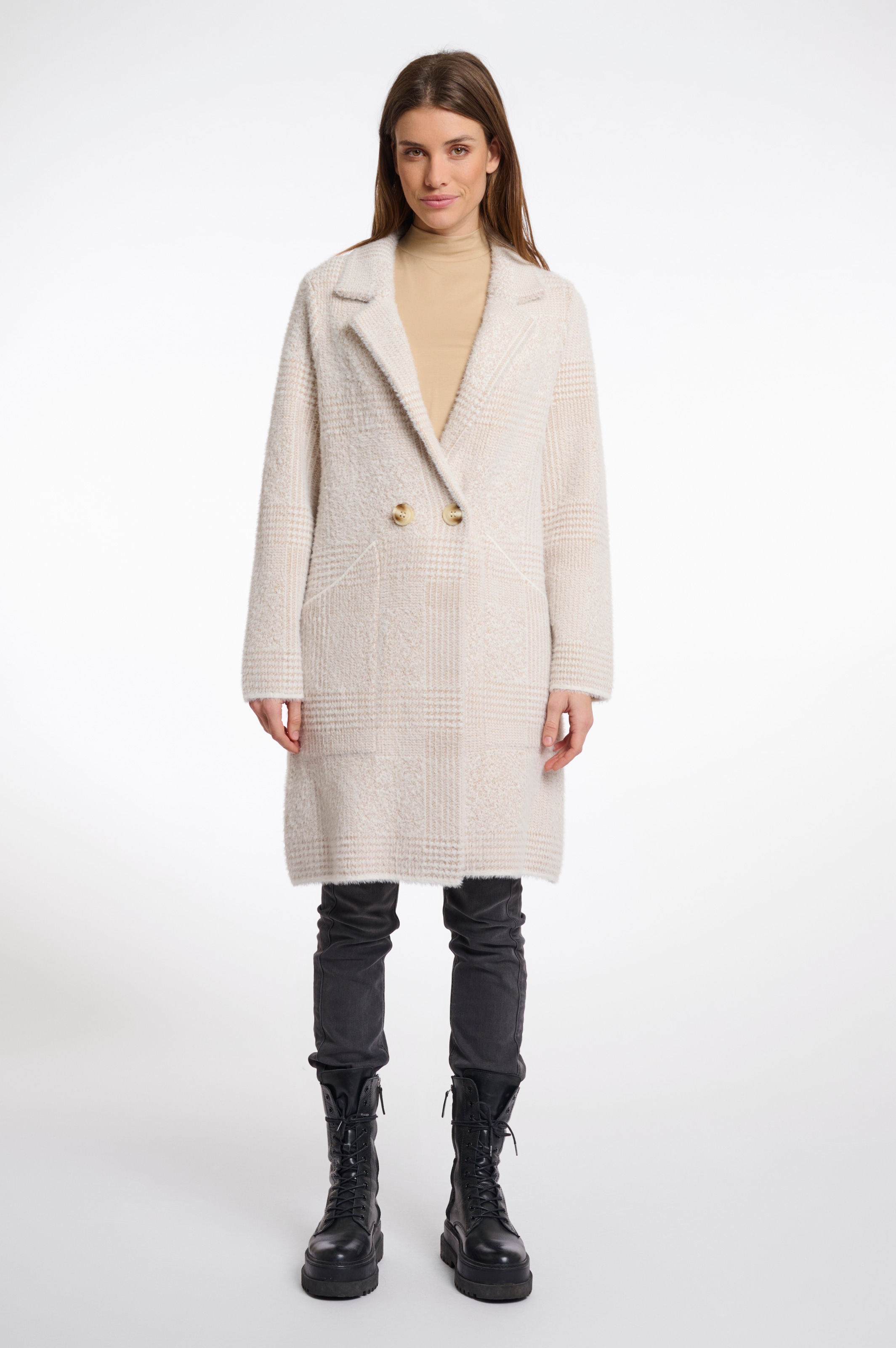 Rino & Pelle Cardigan long avec col revers et motif fin