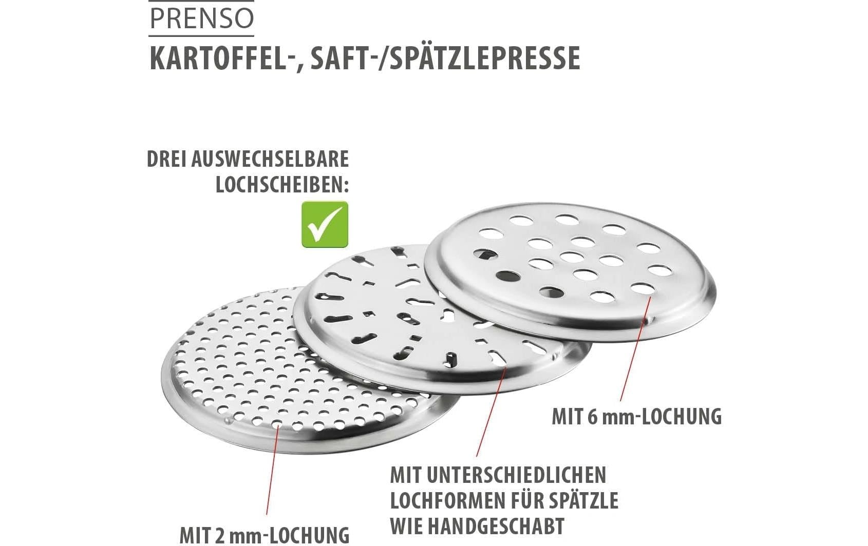 GEFU Kartoffelpresse »PRENSO« ideal auch für Saft- und Spätzle, stabile Edelstahlausfürhrung