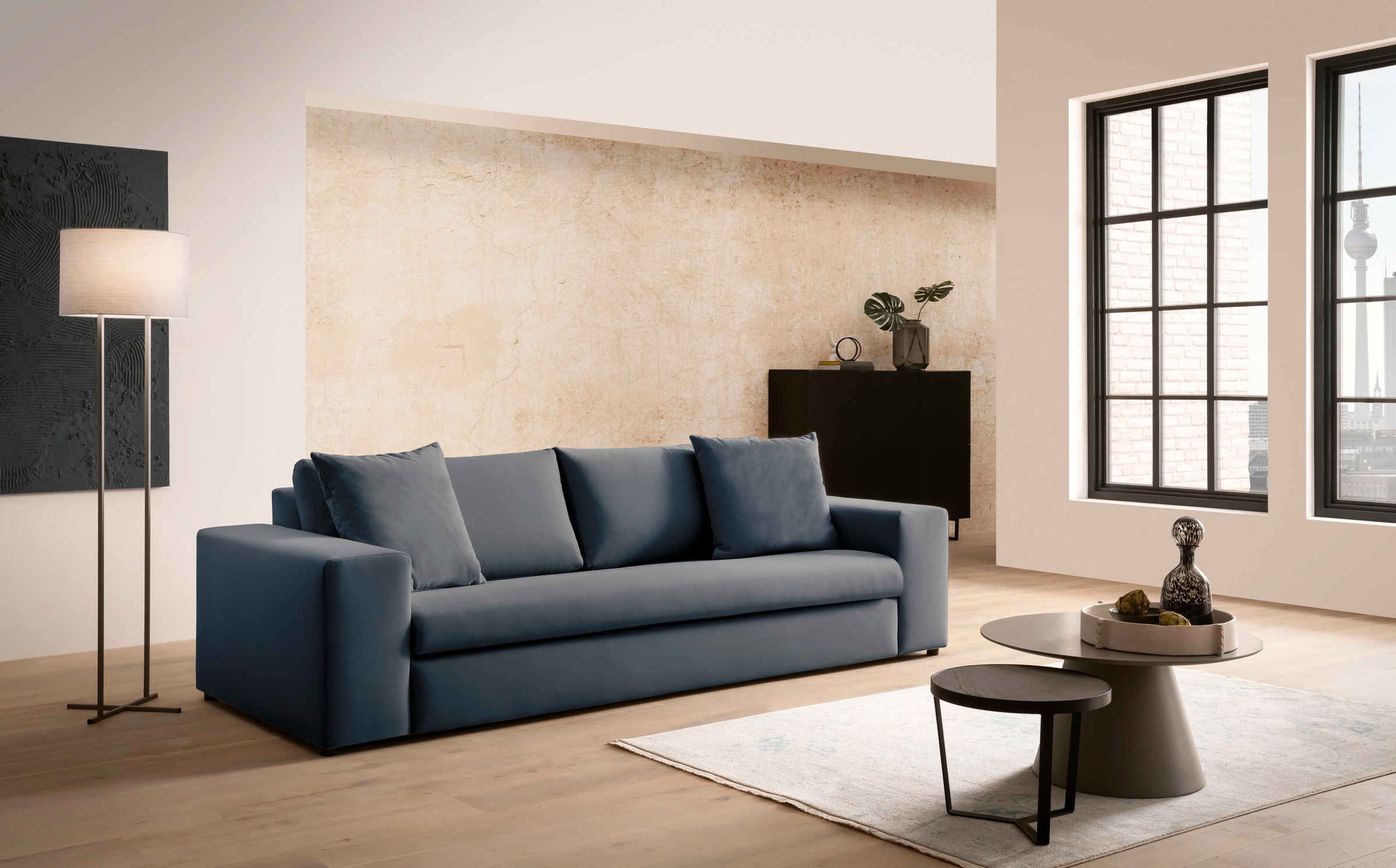 Home affaire 3-Sitzer »SLEETLAND XXL in Samtvelours oder Vintage-Leder-Optik« besonders gross und bequem