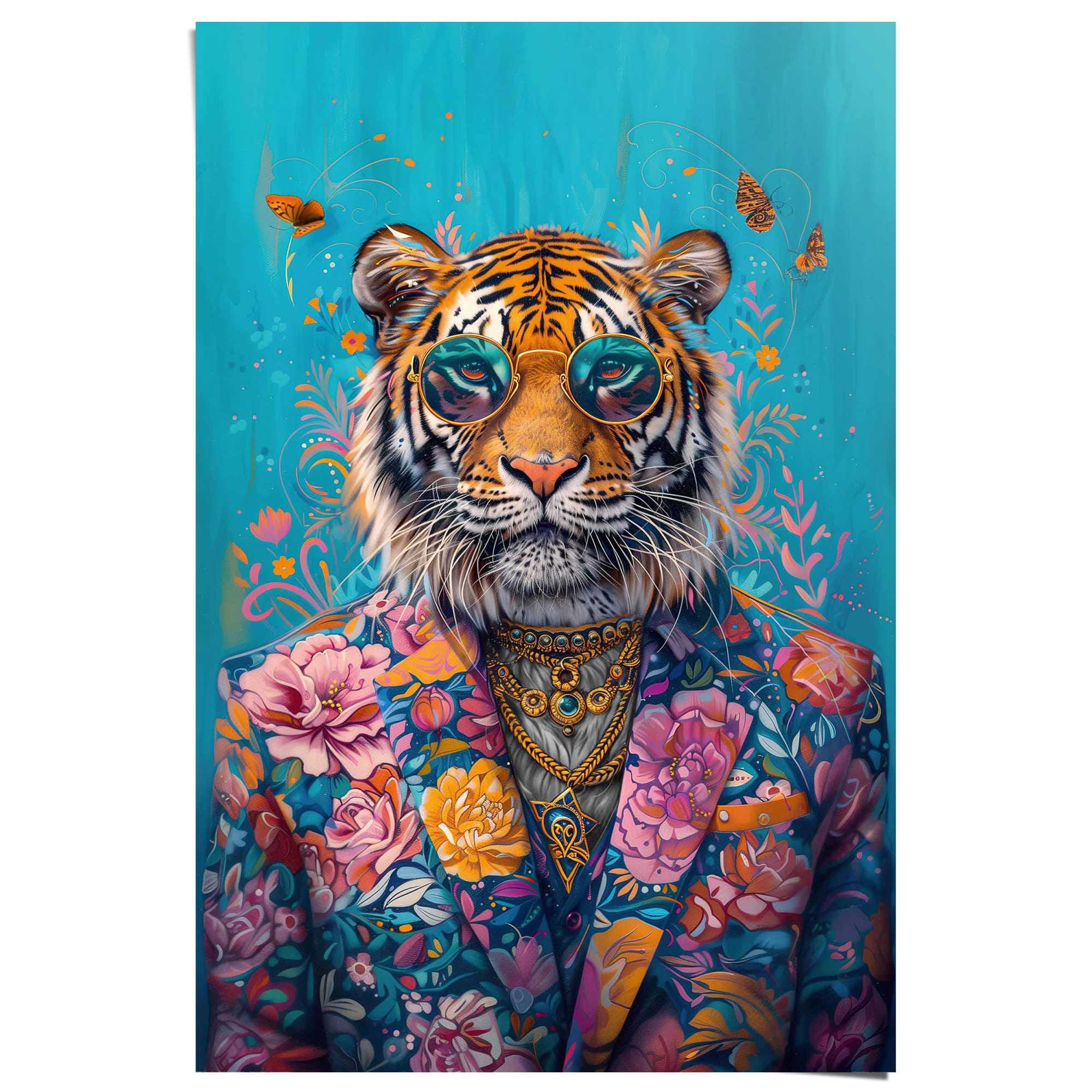 Image of Reinders Poster "Dressed Tiger" Teenager Zimmer - Mehrfarbig - 150 gr. Papier - Tiere - 61x91,5 cm