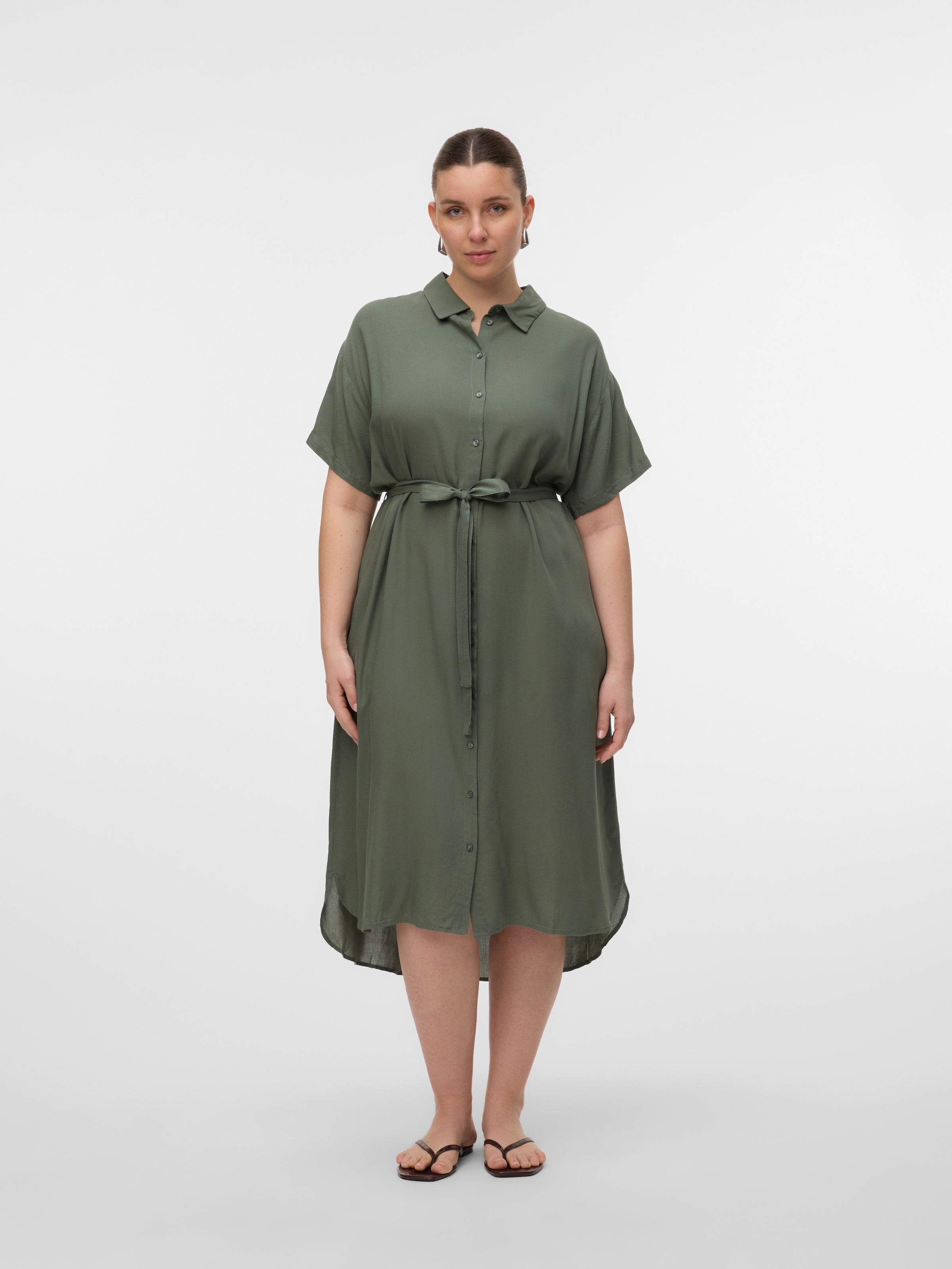 Image of Vero Moda Curve Hemdblusenkleid "VMBUMPY SS SHIRT DRESS WVN GA CUR" Sommerkleid