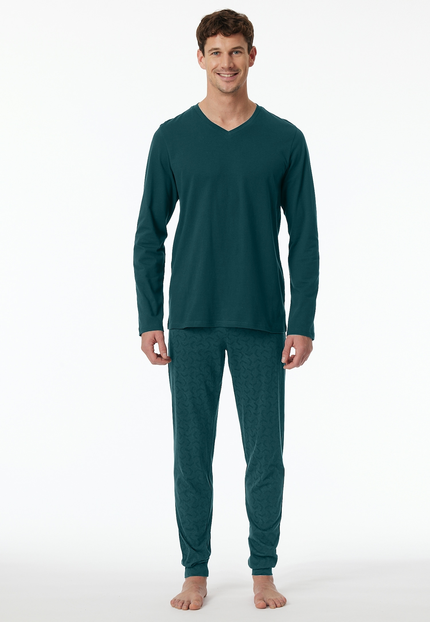 Schiesser Schlafanzug »Casual Essentials«, (2 tlg.), mit bequemen Bündchen