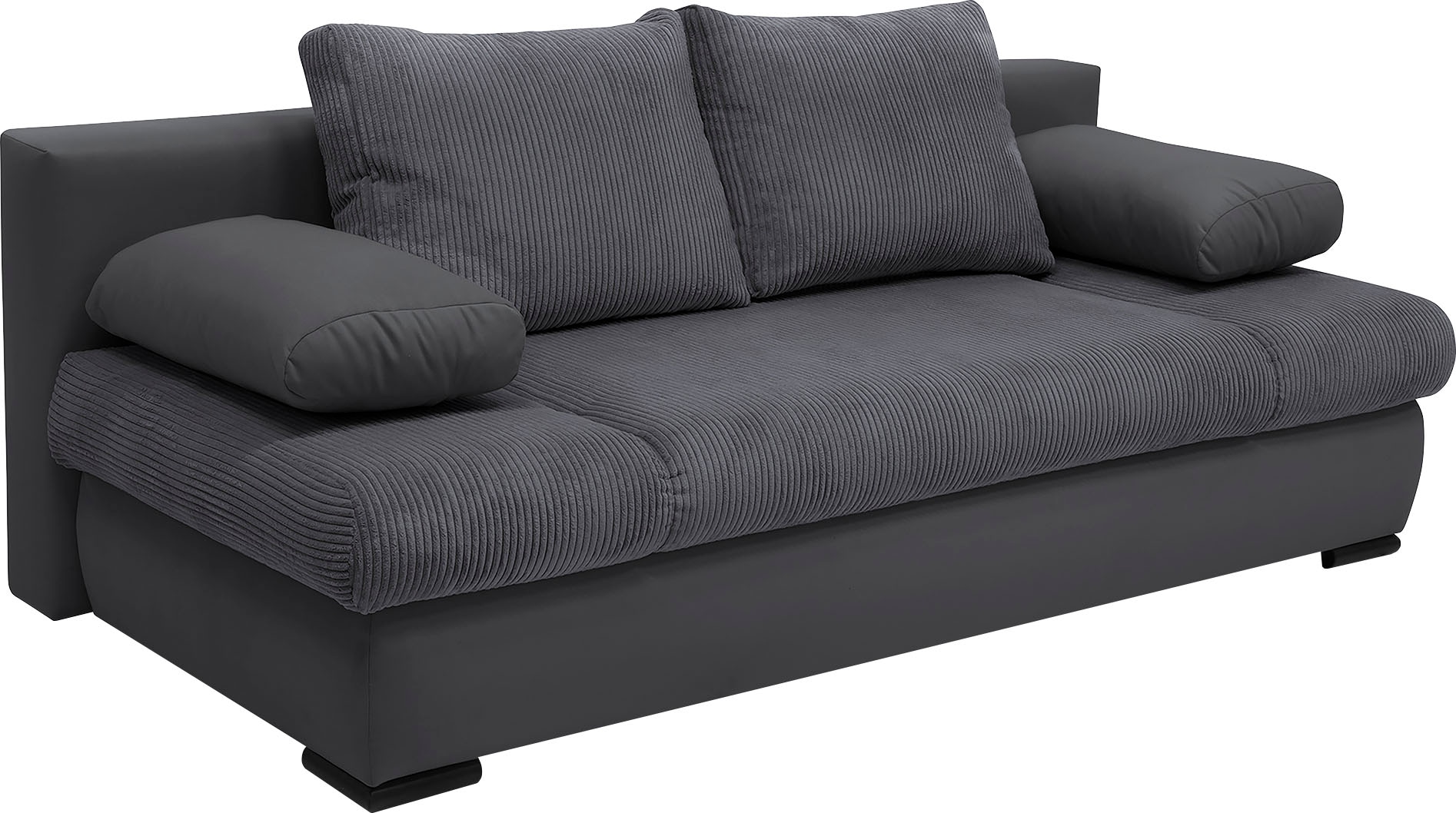 COLLECTION AB Schlafsofa »Chicago mit Bettfunktion, Schlafcouch«, inklusive Bettkasten, Cord-Samt Bezug, anthrazit