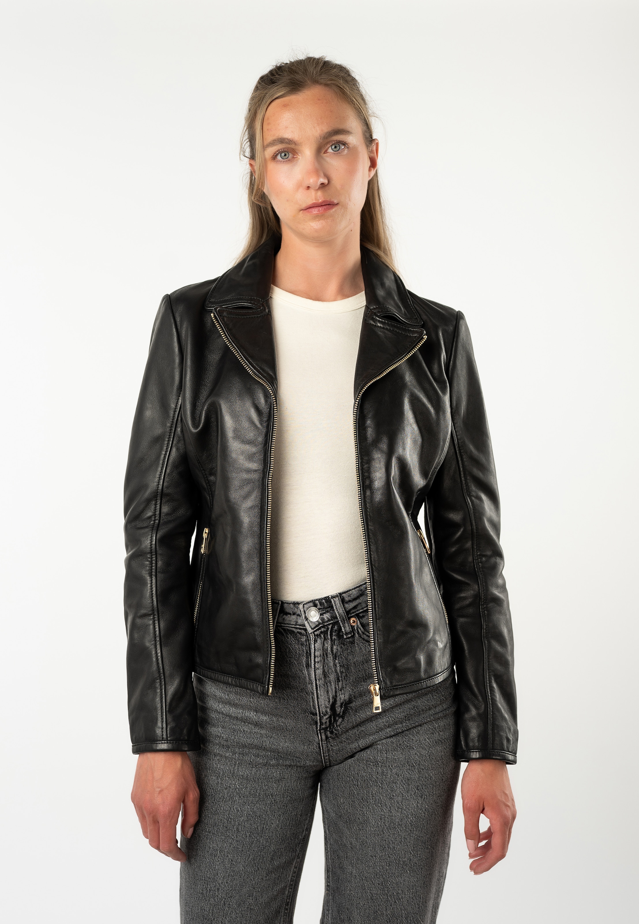 Mauritius Lederjacke »MWZoraya« mit seitlichen Stretch-Einsätzen