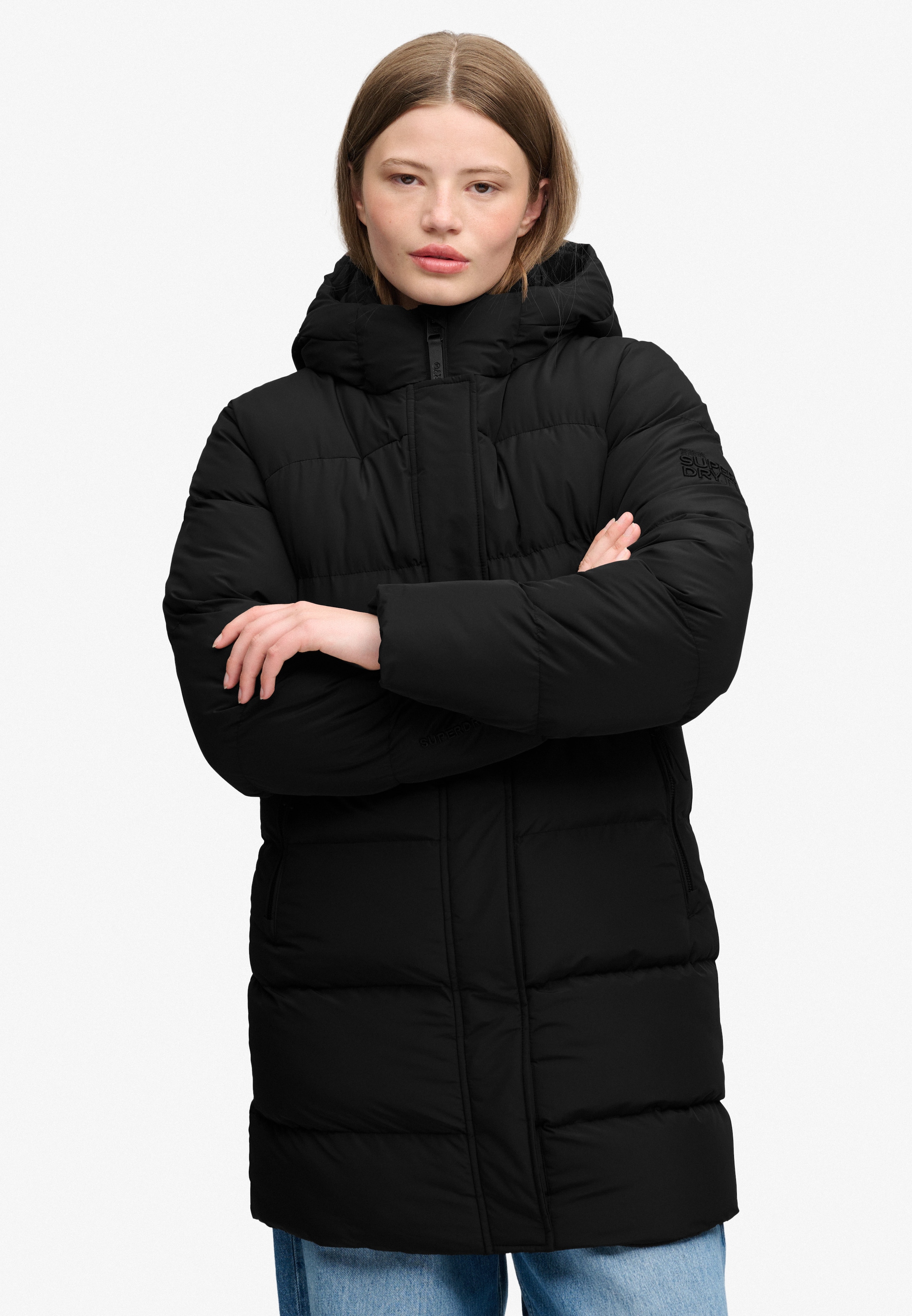 Image of Superdry Steppjacke "HOODED SPORTS PUFFER MID JKT" Kunstfaser, relaxed fit