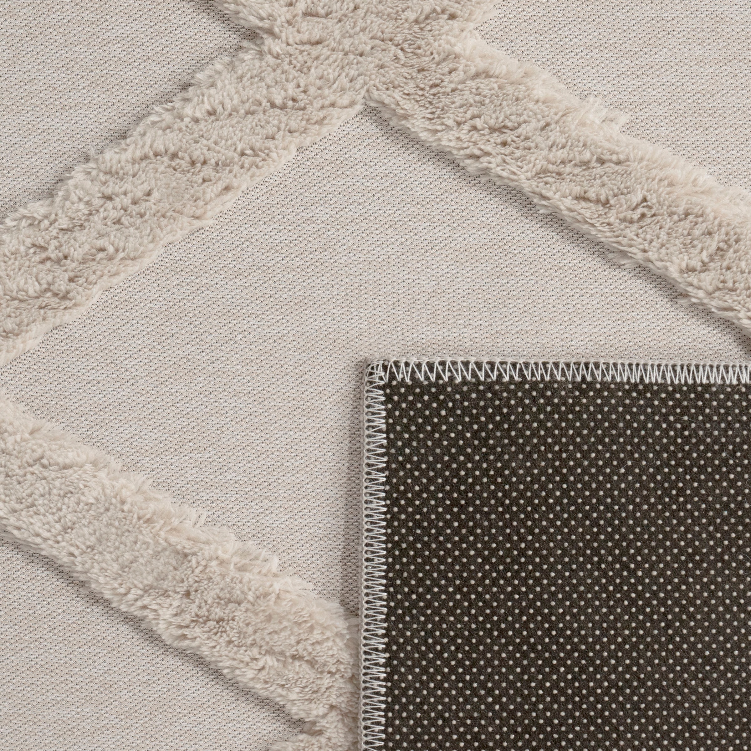 Paco Home Teppich »Utrecht 642«, rechteckig, 4 mm Höhe, Kurzflor, Uni Farben, 3D-Design, Rauten Muster, Hoch-Tief Effekt