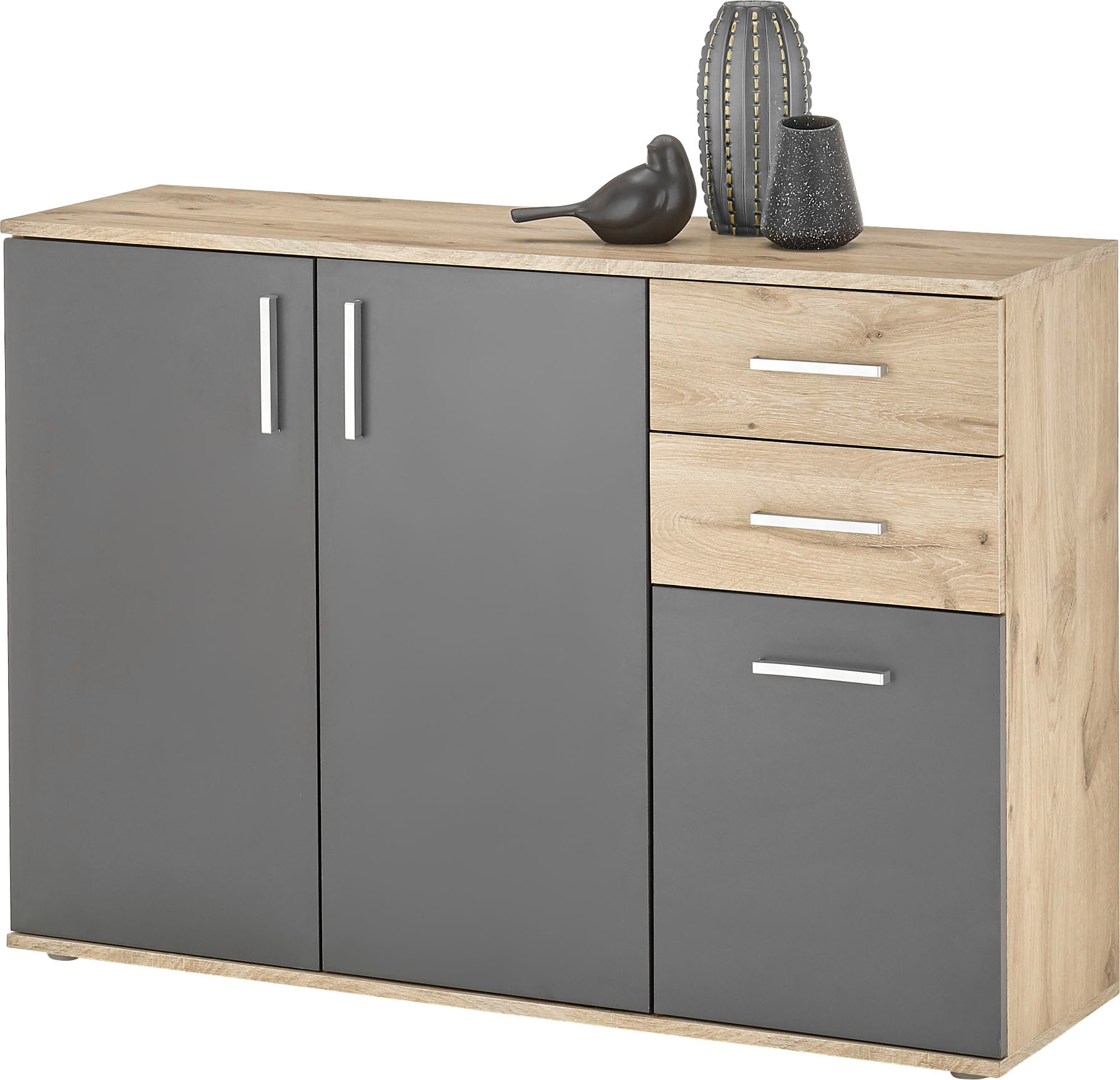 Image of HBZ Kommode "BC-Drift-2, Sideboard Stellmass BxHxT 120x84x35 cm" 1 Stk. tlg. Kommode mit 3 Türen, 2 Schubkästen und 1 Einlegeboden
