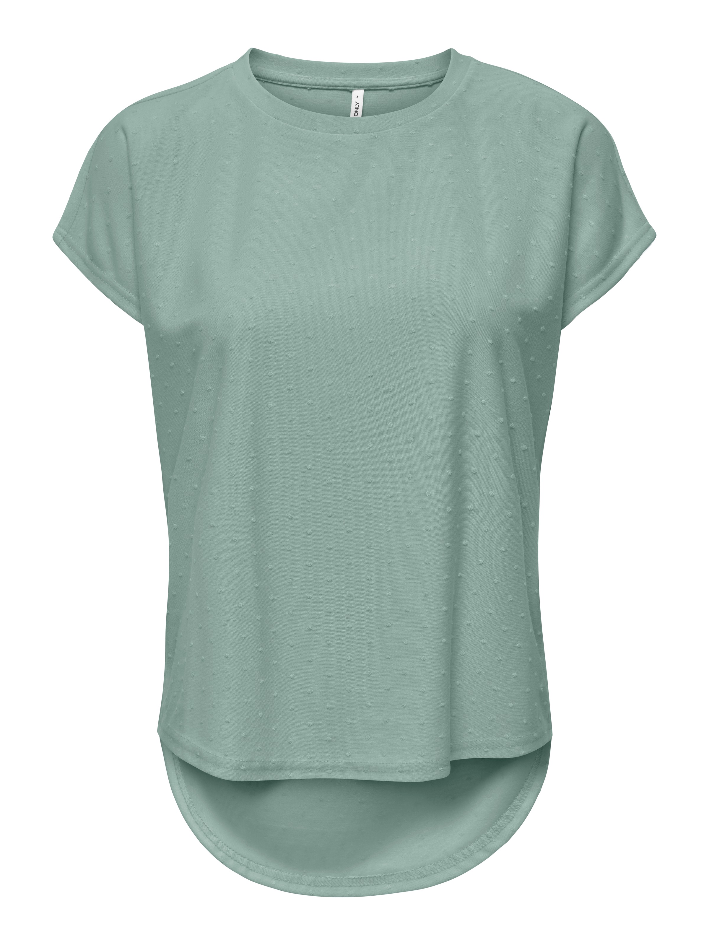 ONLY Kurzarmshirt »ONLMOLLY S/S O-NECK DOBBY TOP JRS« Materialmix, regular fit, Rundhals
