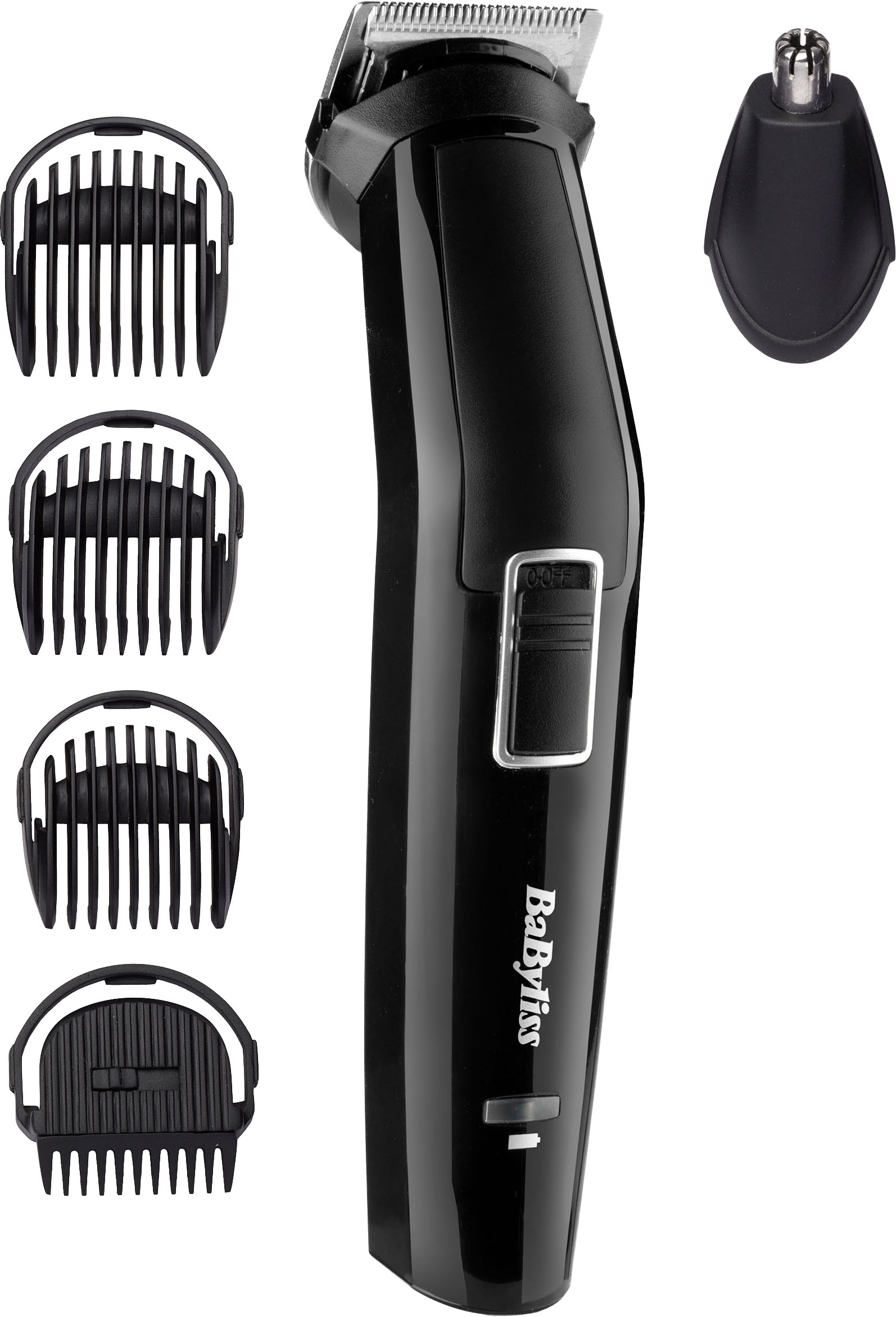 BaByliss Multifunktionstrimmer »BaByliss 6-in-1 Multigrooming Trimmer, Edelstahlklingen, MT725E« 6 Aufsätze 6 Stylingfunktionen, 4 Kammaufsätze, kabelloses Grooming-Set