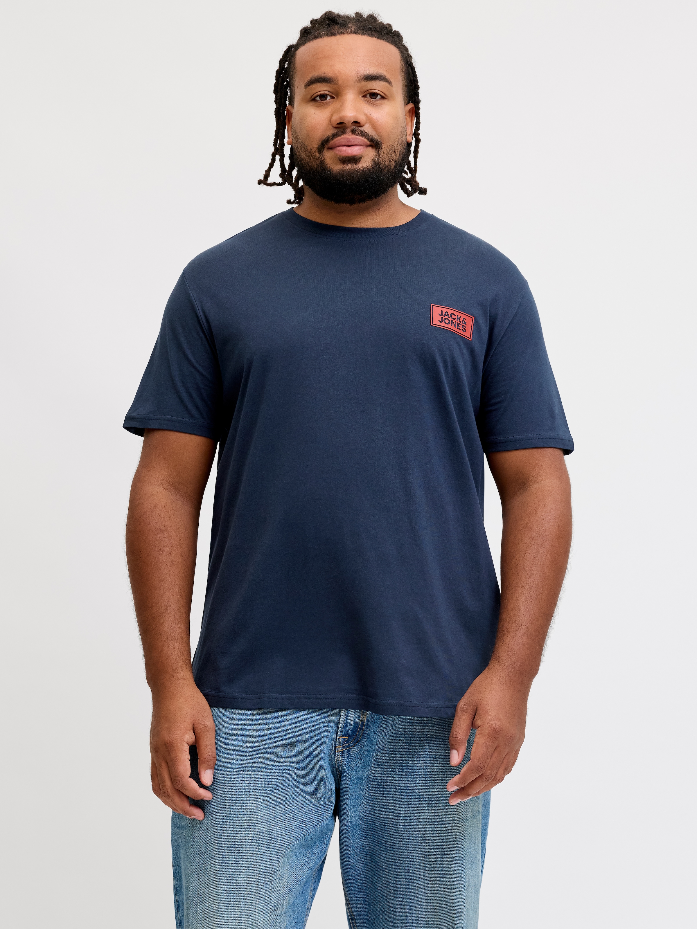 Image of Jack & Jones PlusSize Rundhalsshirt "JJRUSH TEE SS CREW NECK SN PLS" Baumwolle, regular fit