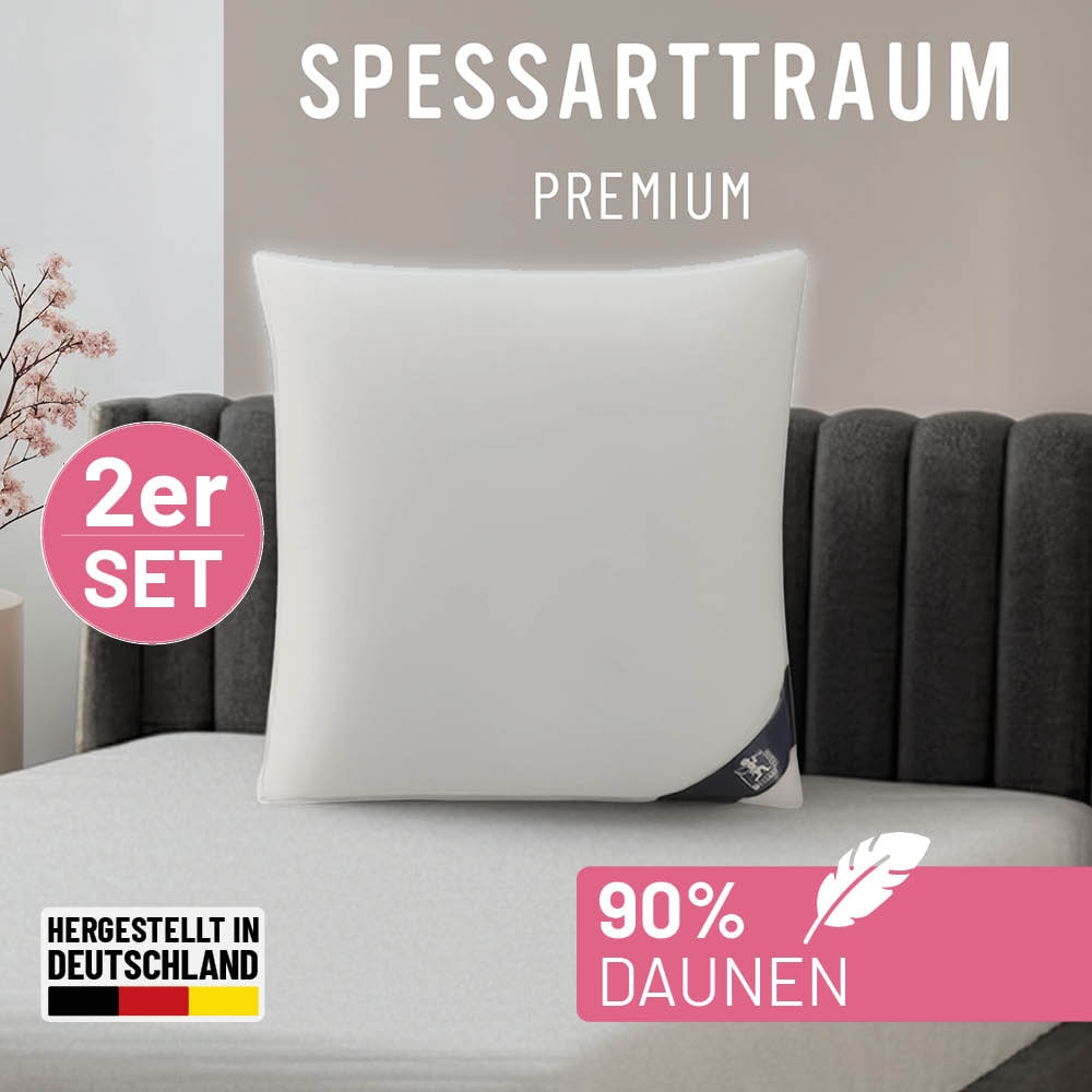 Image of SPESSARTTRAUM Gänsedaunenkopfkissen "Premium, Kopfkissen 1-tlg. oder 2-tlg. 40x80 oder 80x80 cm" Füllung: 90Gaensedaunen10Gaensefedern Spar-Set, 2 Stk. tlg. hergestellt in Deutschland, allergikerfreundlich, im Set günstiger