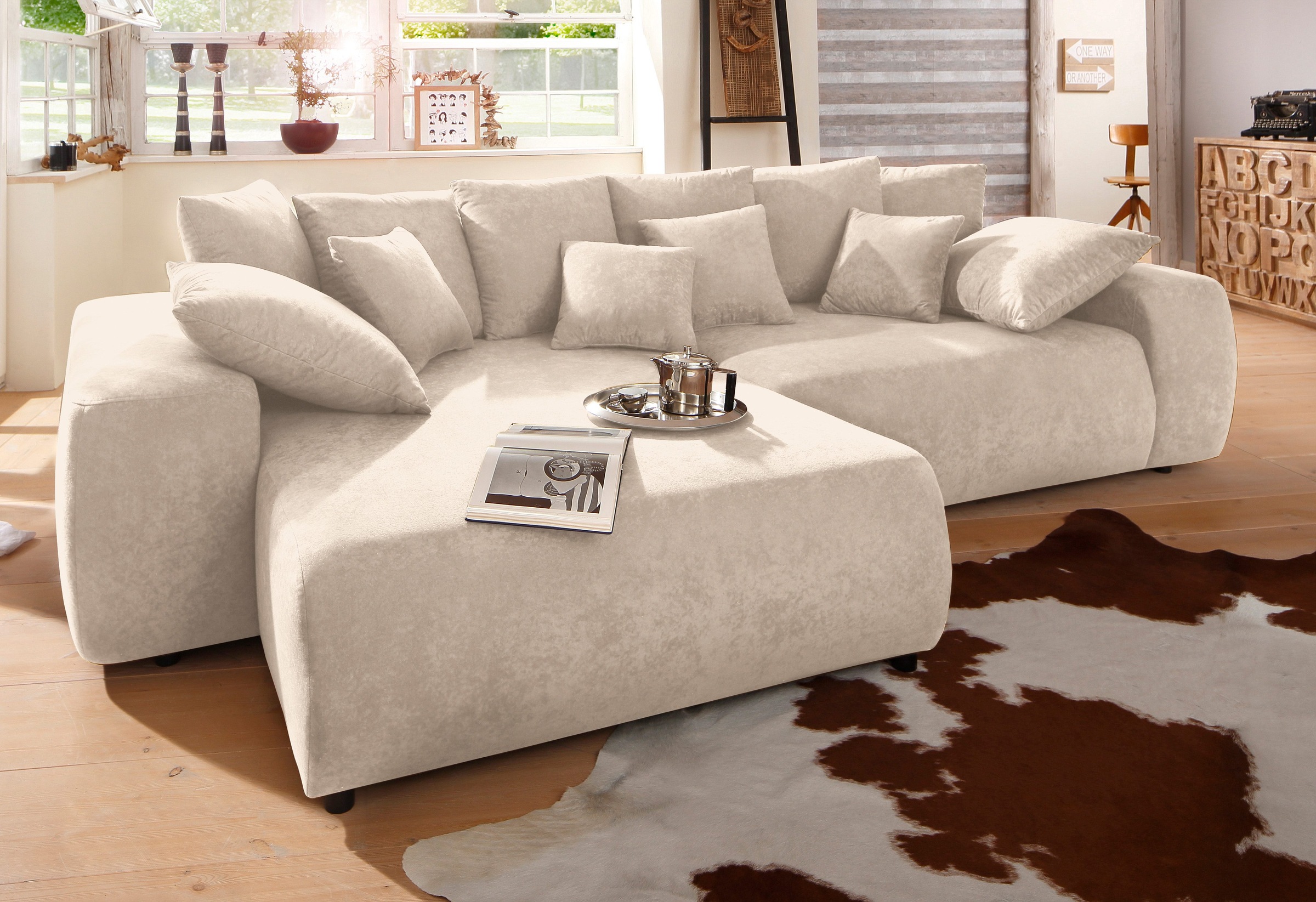 Image of Home affaire Ecksofa »Riveo Luxus«, mit besonders hochwertiger Polsterung für bis zu 140 kg pro Sitzfläche, auch mit Cord-Bezug bei Ackermann Versand Schweiz