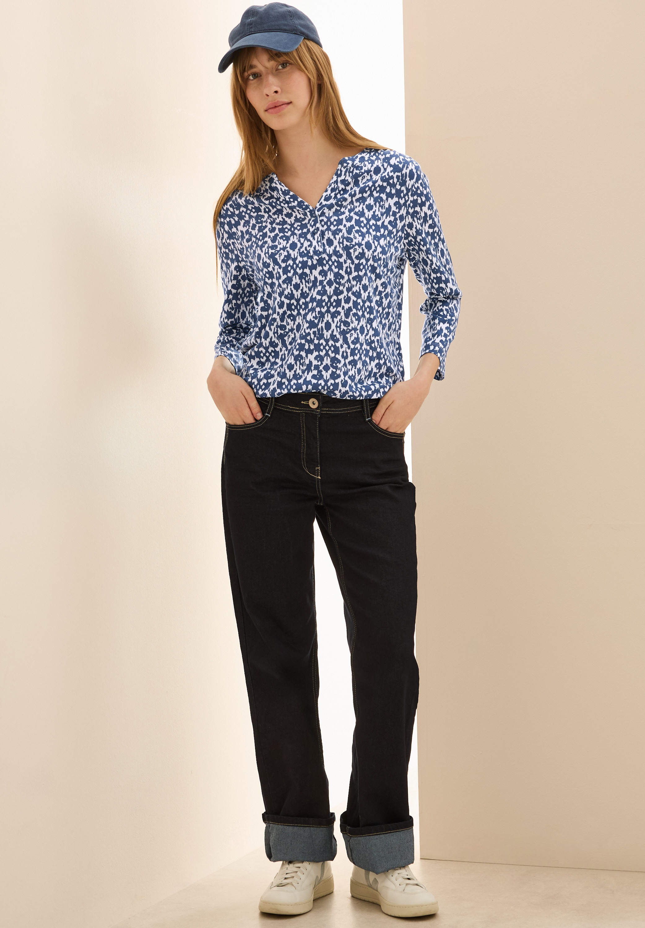 Cecil 3/4-Arm-Shirt, mit Minimal-Print und im Tunika-Look