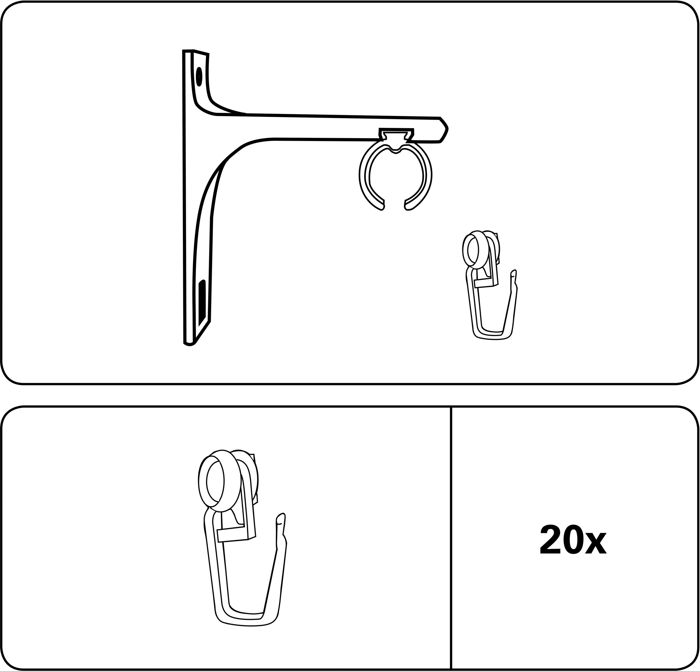 GARDINIA Gardinenring »Rollringe Thasos« für Gardinenstangen Ø 19/22 mm