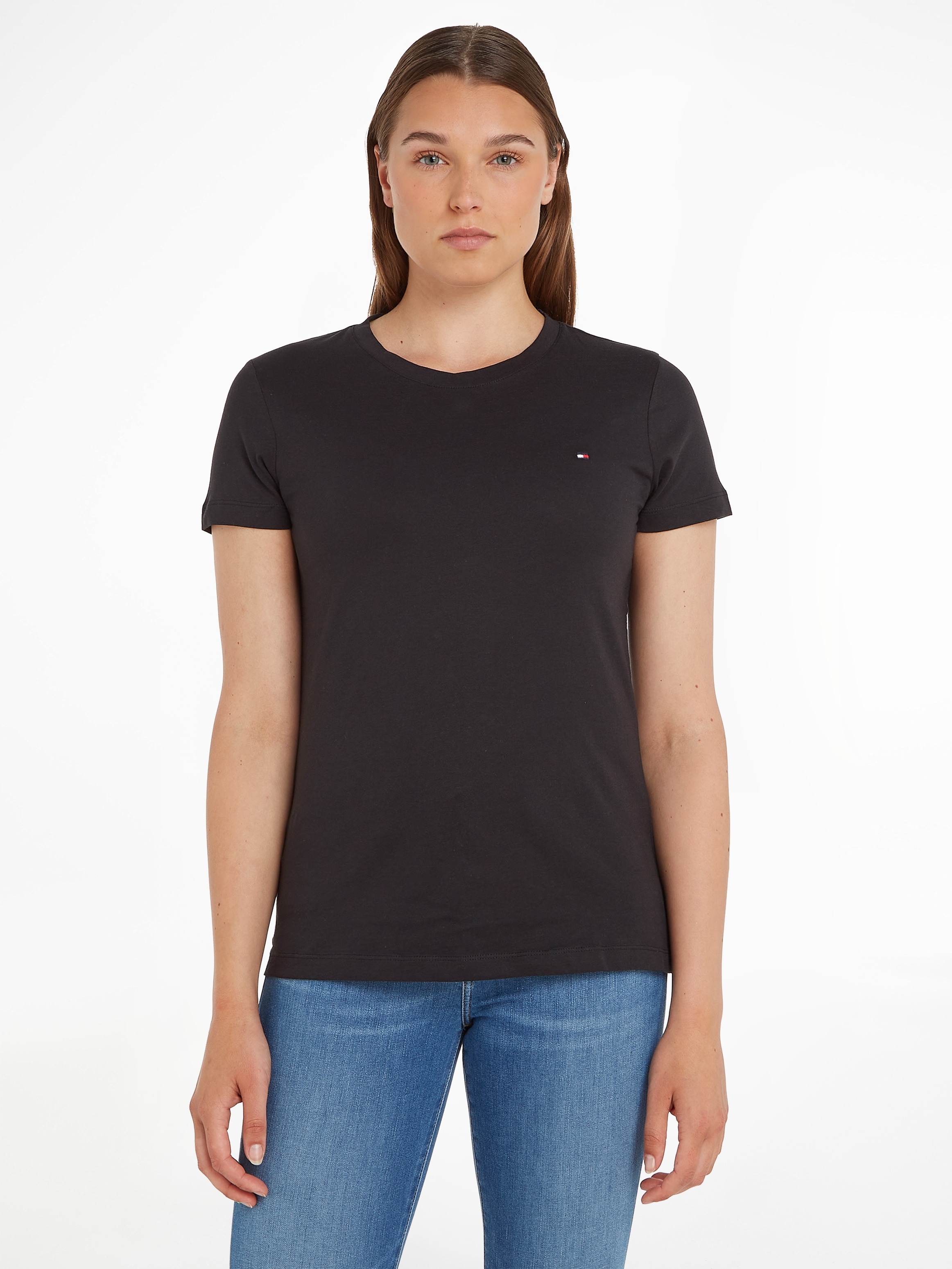 T-Shirt »HERITAGE CREW NECK TEE«, mit Tommy Hilfiger Logo-Flag auf der Brust