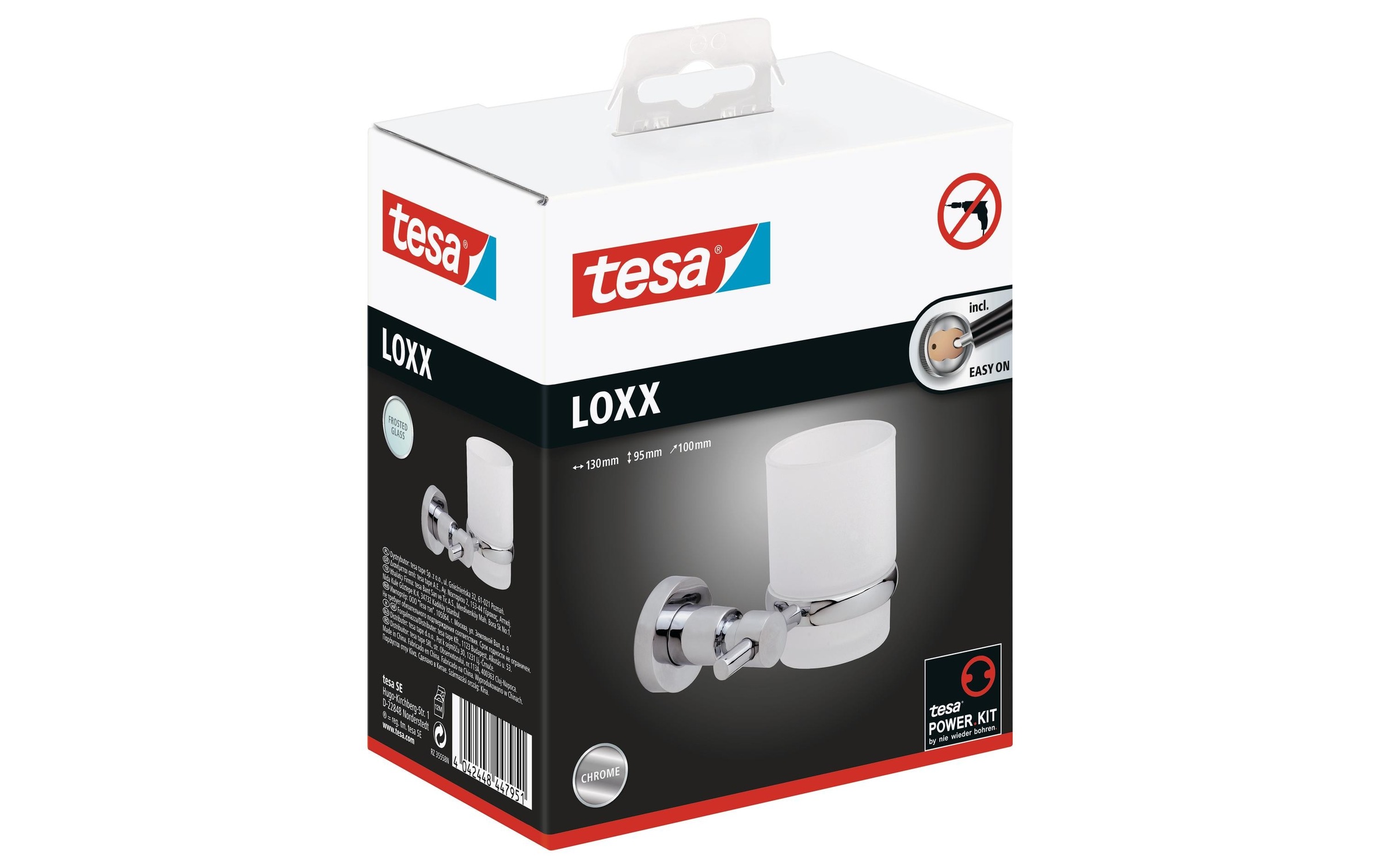 tesa 40284-00000-00 LOXX tumbler Adhesive chrome/satin no-drill mount