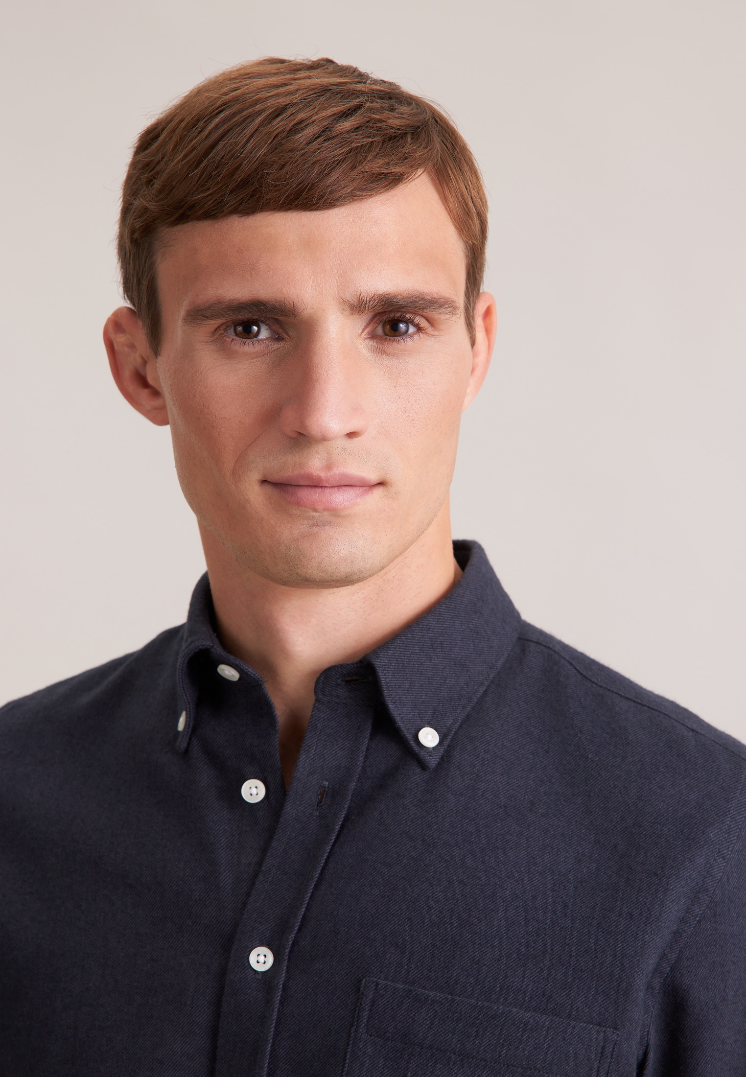 seidensticker Flanellhemd Slim 1/1 Button-Down-Kragen Uni