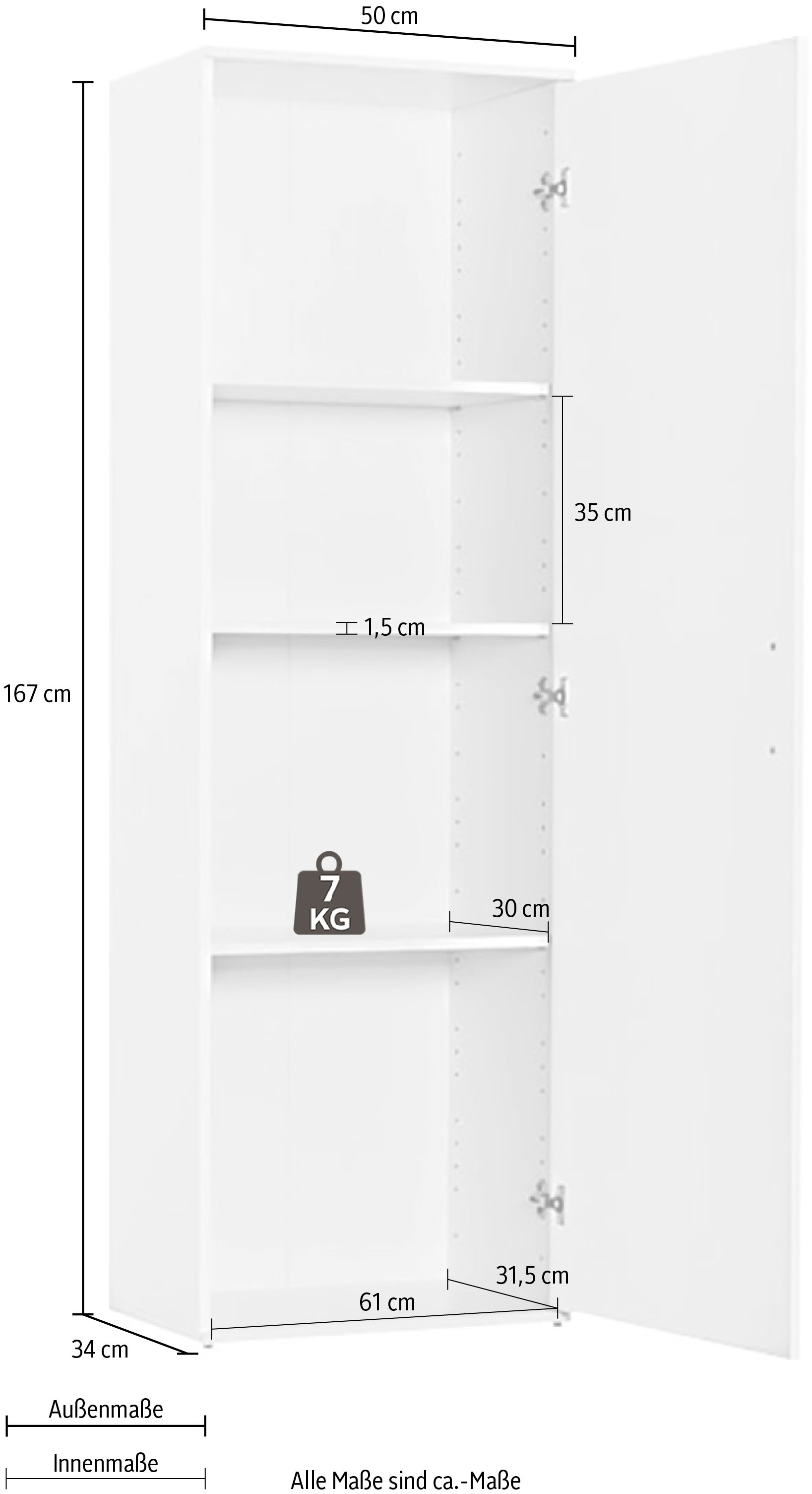 Procontour Armoire multi-usages »Schrank Clara« hauteur 167cm avec étagères réglables en hauteur