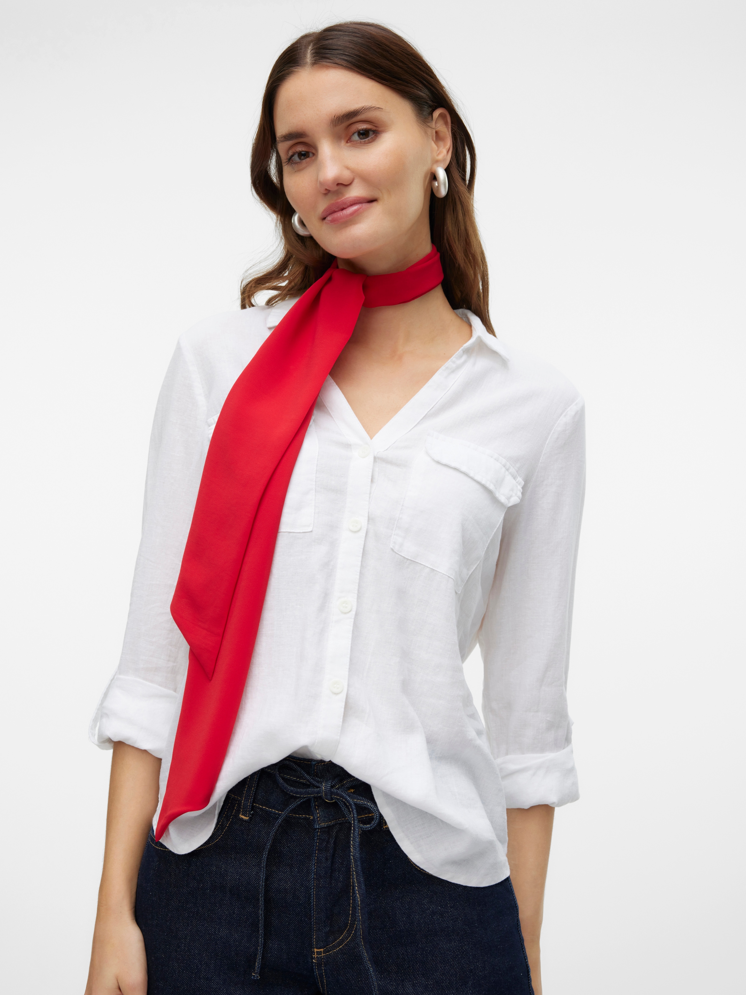 Image of Vero Moda Langarmbluse "VMLINN BUMPY LS SHIRT WVN NOOS" Viskosemischung, regular fit, mit Leinen